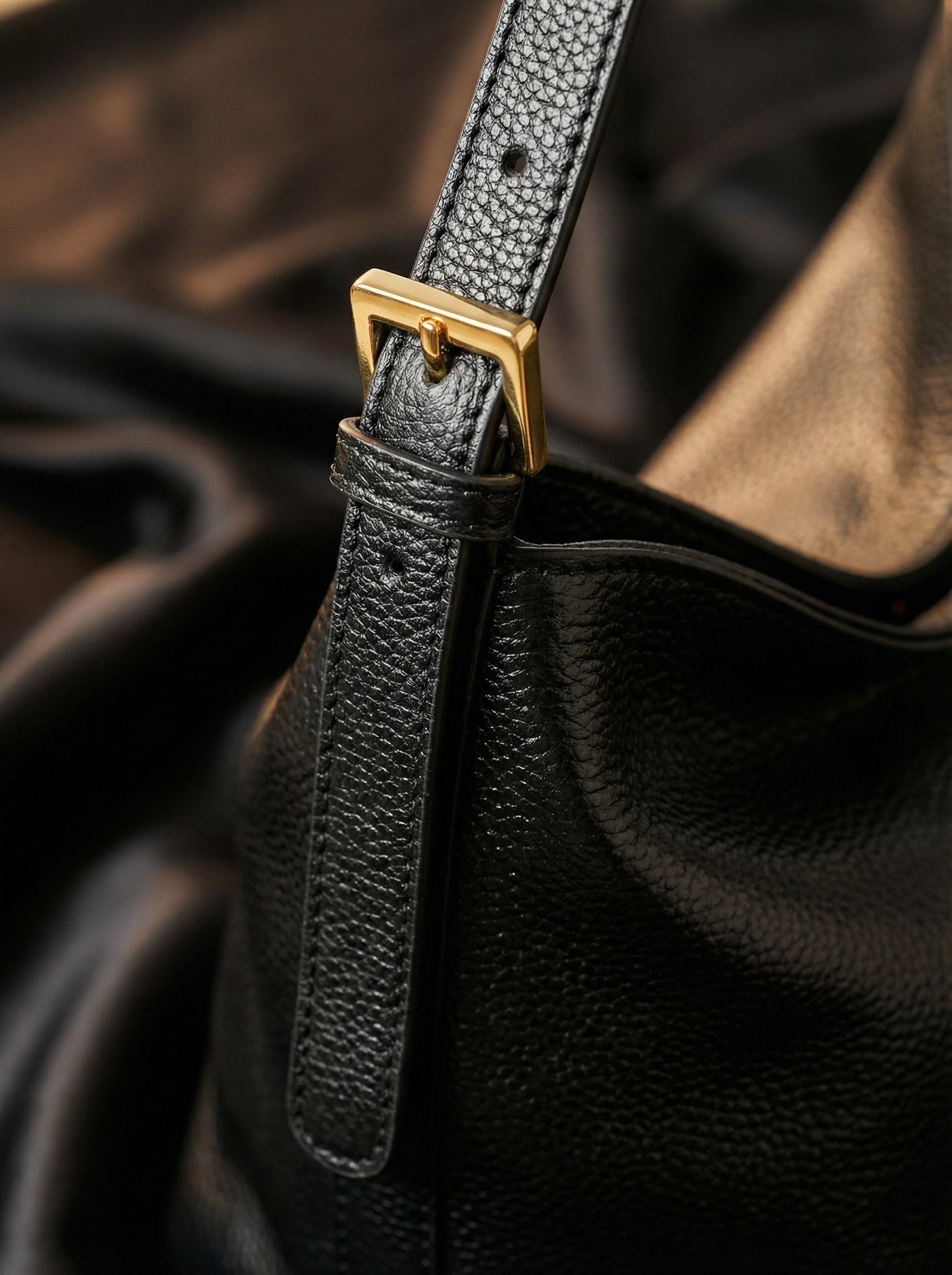 Alessa Black Leather Shoulder Bag