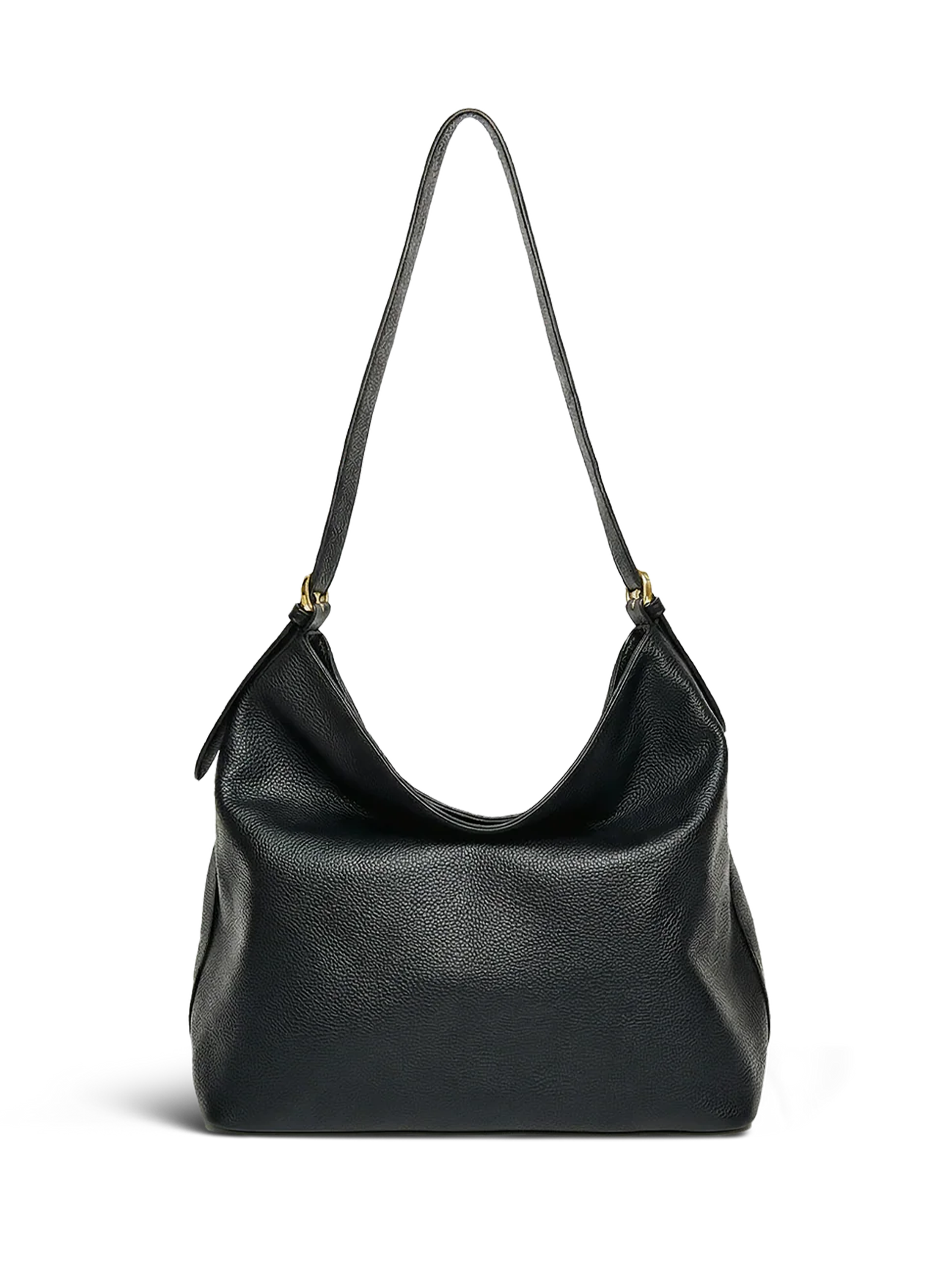 Veluna Black Leather Hobo Bag