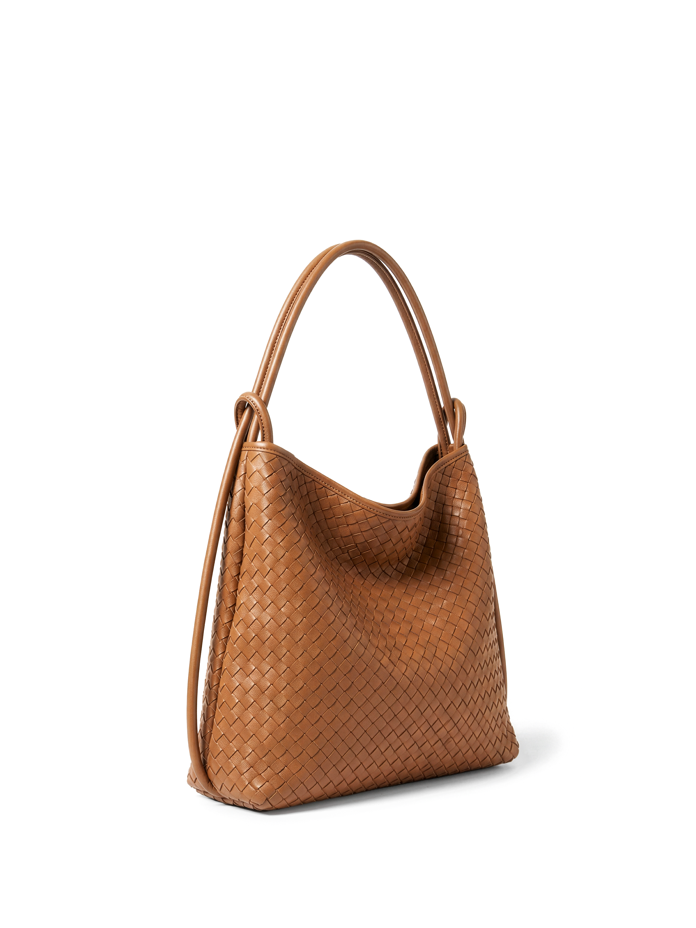Versa Tan Brown Woven Convertible Leather Tote