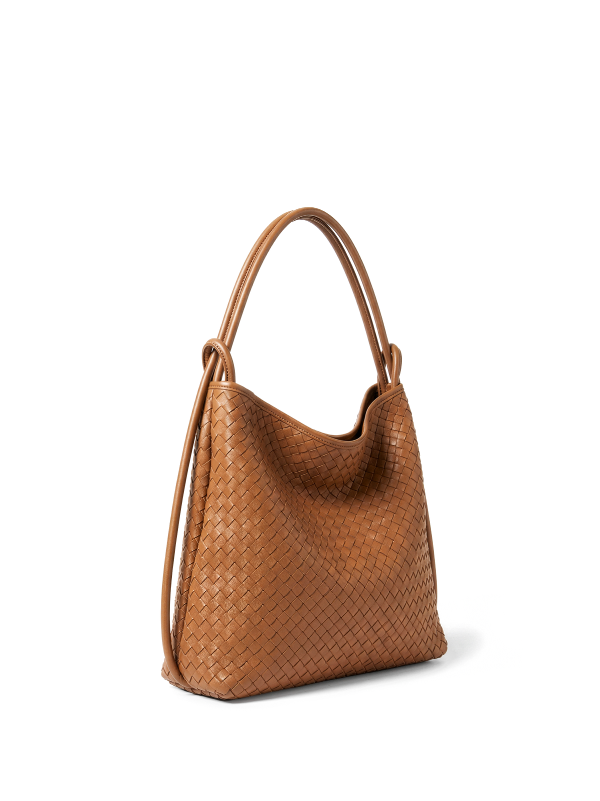 Versa Tan Brown Woven Convertible Leather Tote