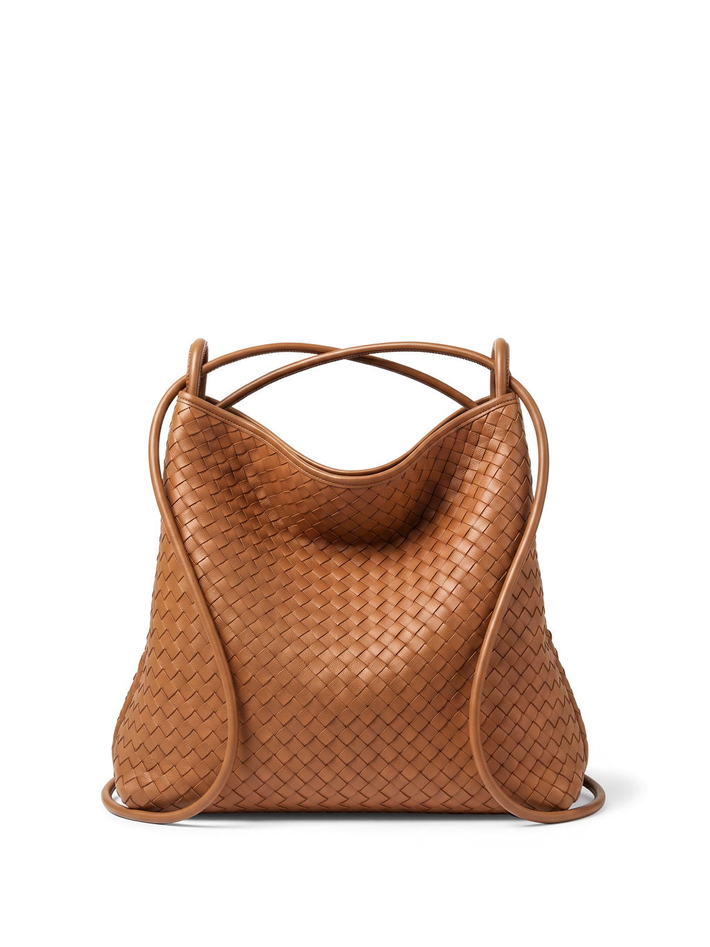 Versa Tan Brown Woven Convertible Leather Tote