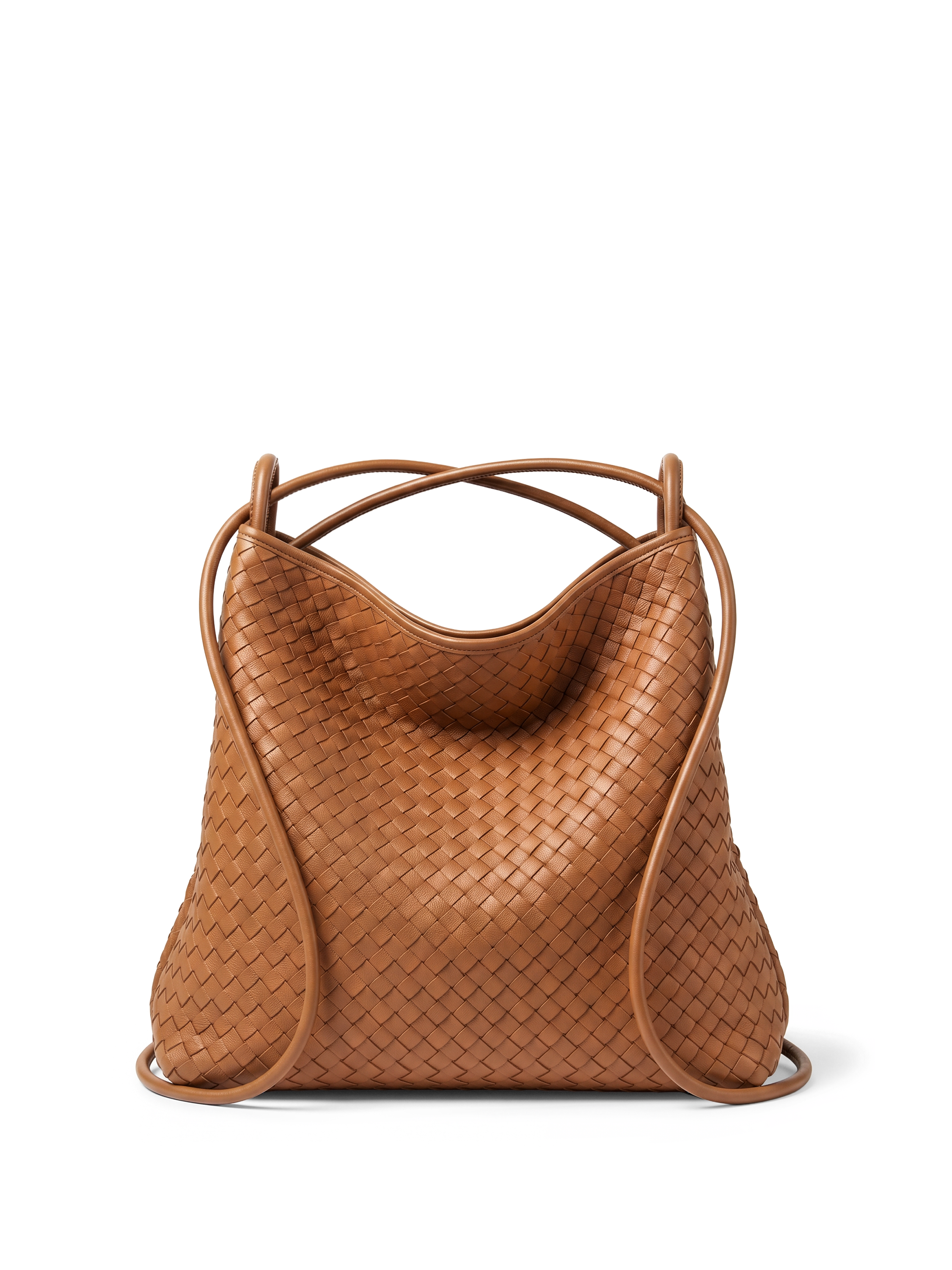 Versa Tan Brown Woven Convertible Leather Tote