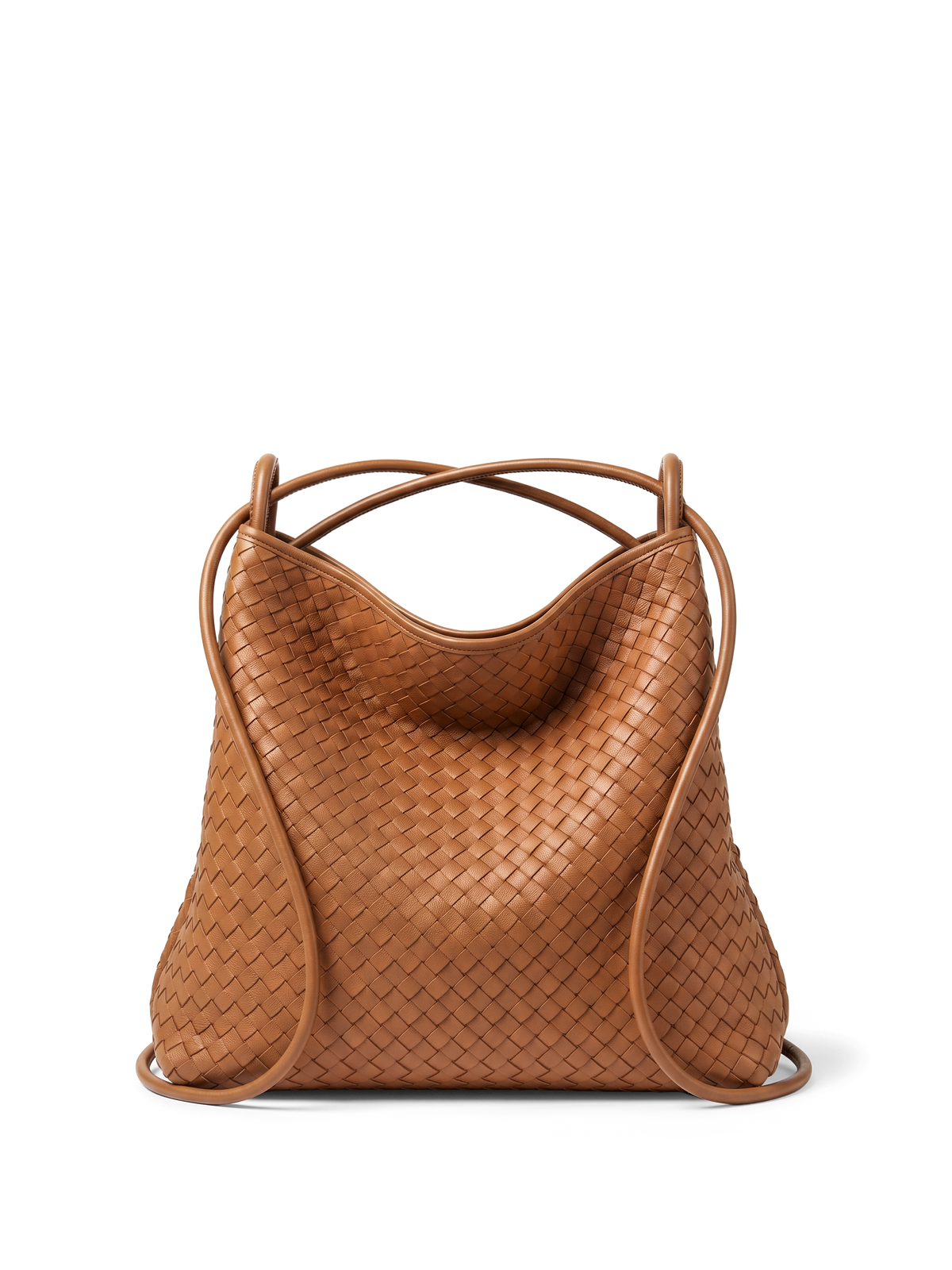 Versa Tan Brown Woven Convertible Leather Tote