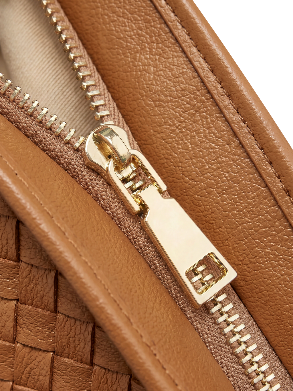 Versa Tan Brown Woven Convertible Leather Tote