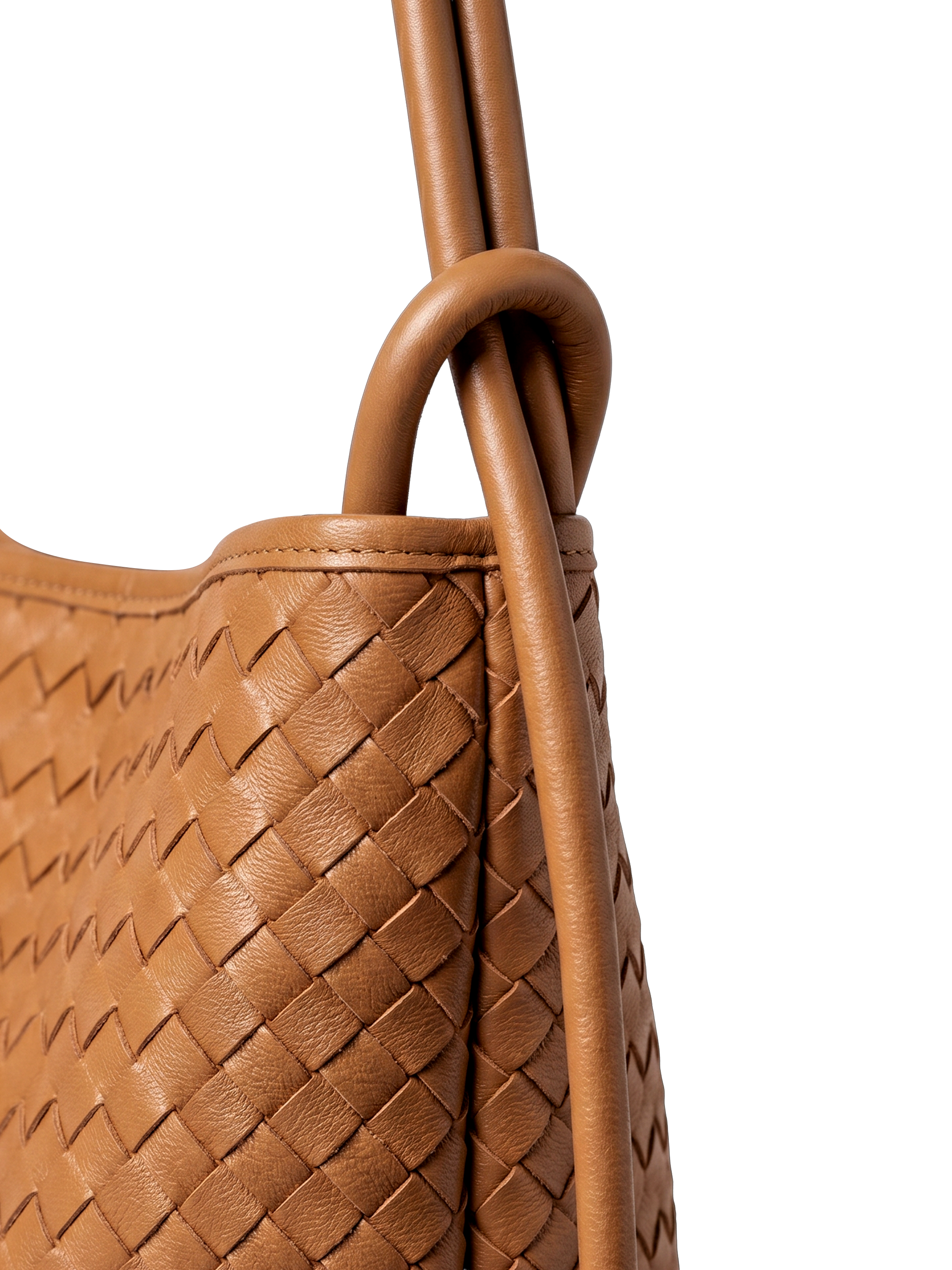 Versa Tan Brown Woven Convertible Leather Tote