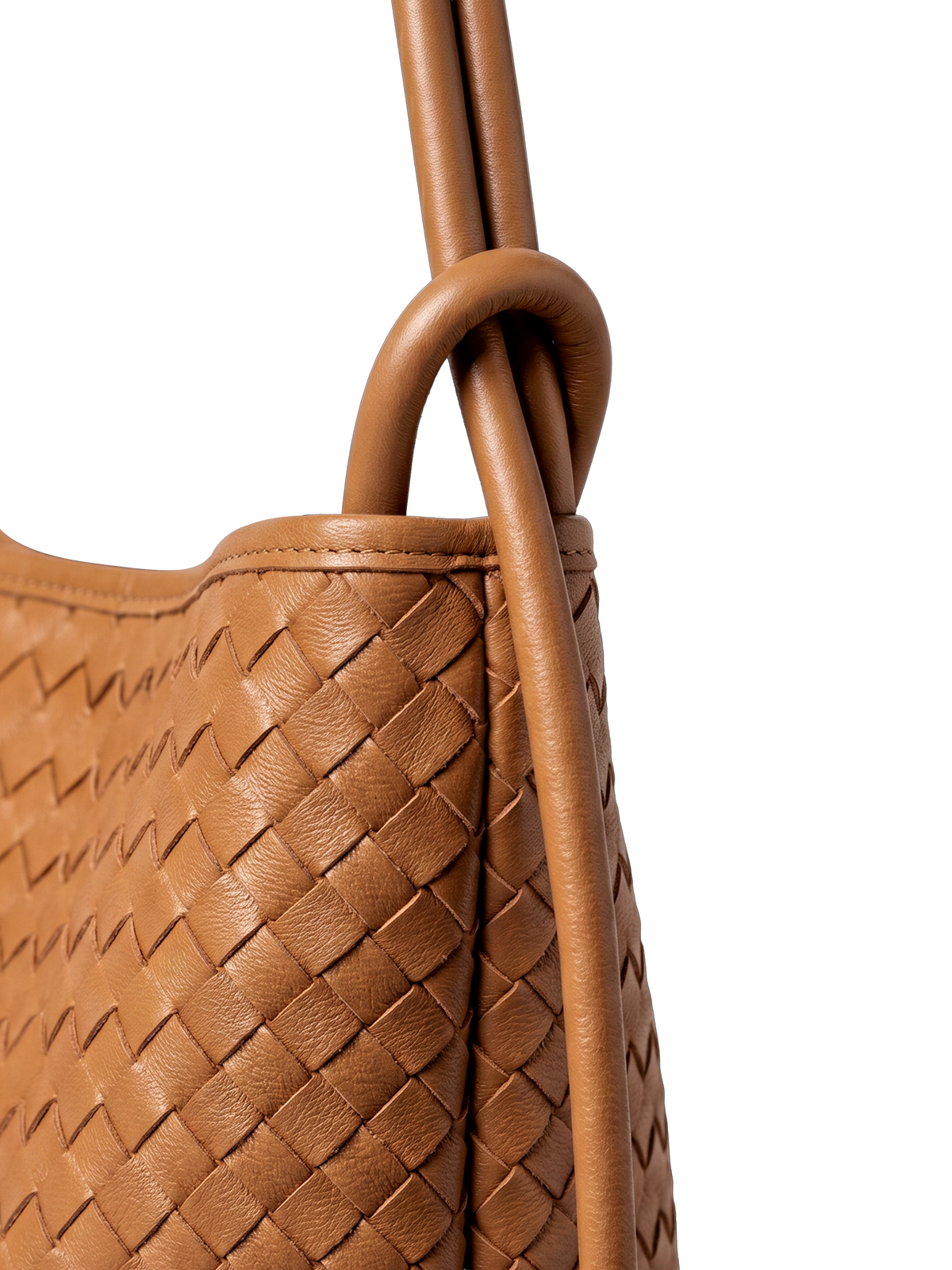 Versa Tan Brown Woven Convertible Leather Tote