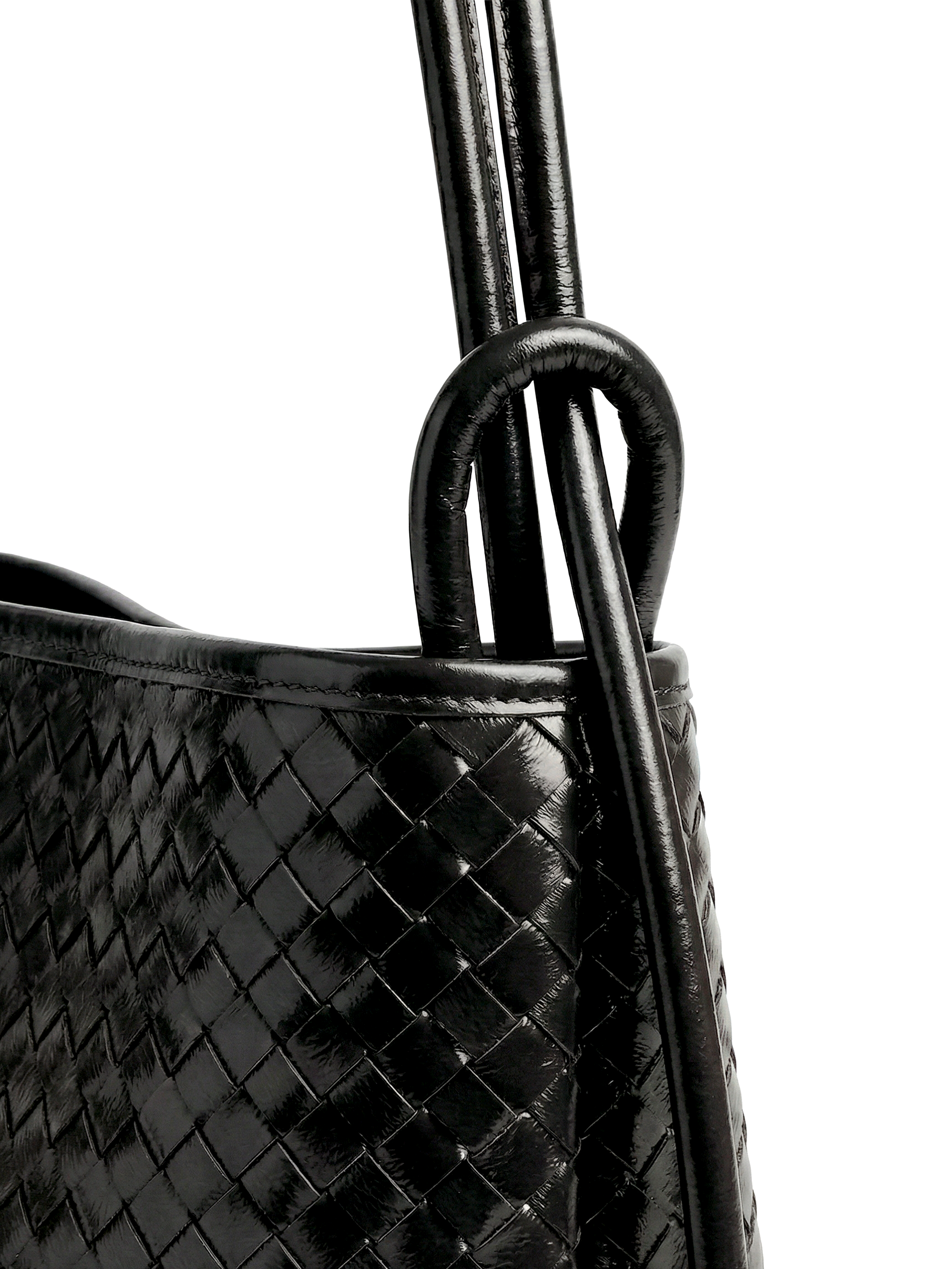 Mini Versa Black Woven Convertible Leather Tote
