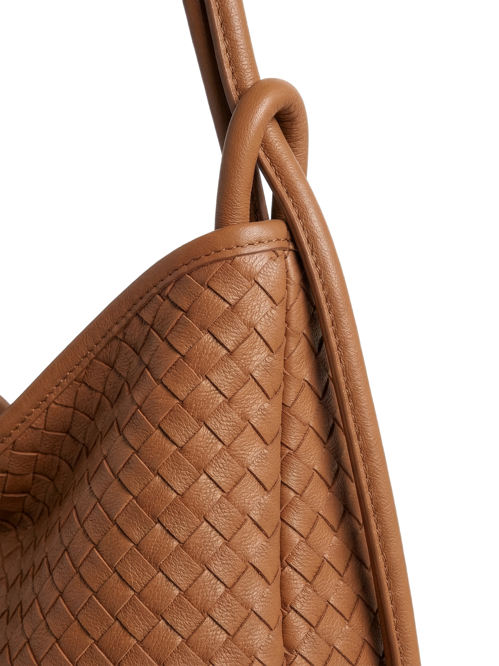 Versa Large Tan Brown Woven Convertible Leather Tote