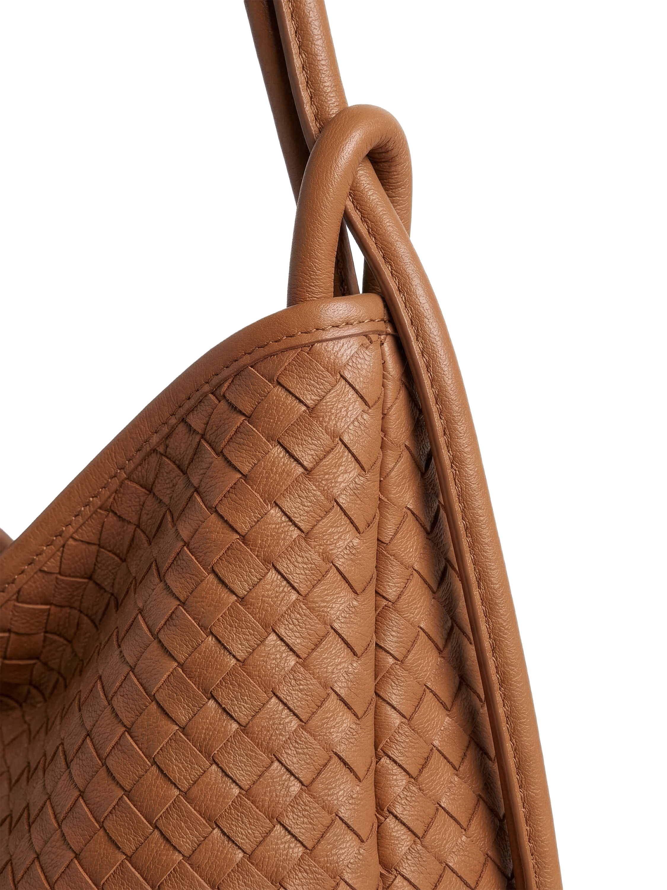 Versa Large Tan Brown Woven Convertible Leather Tote