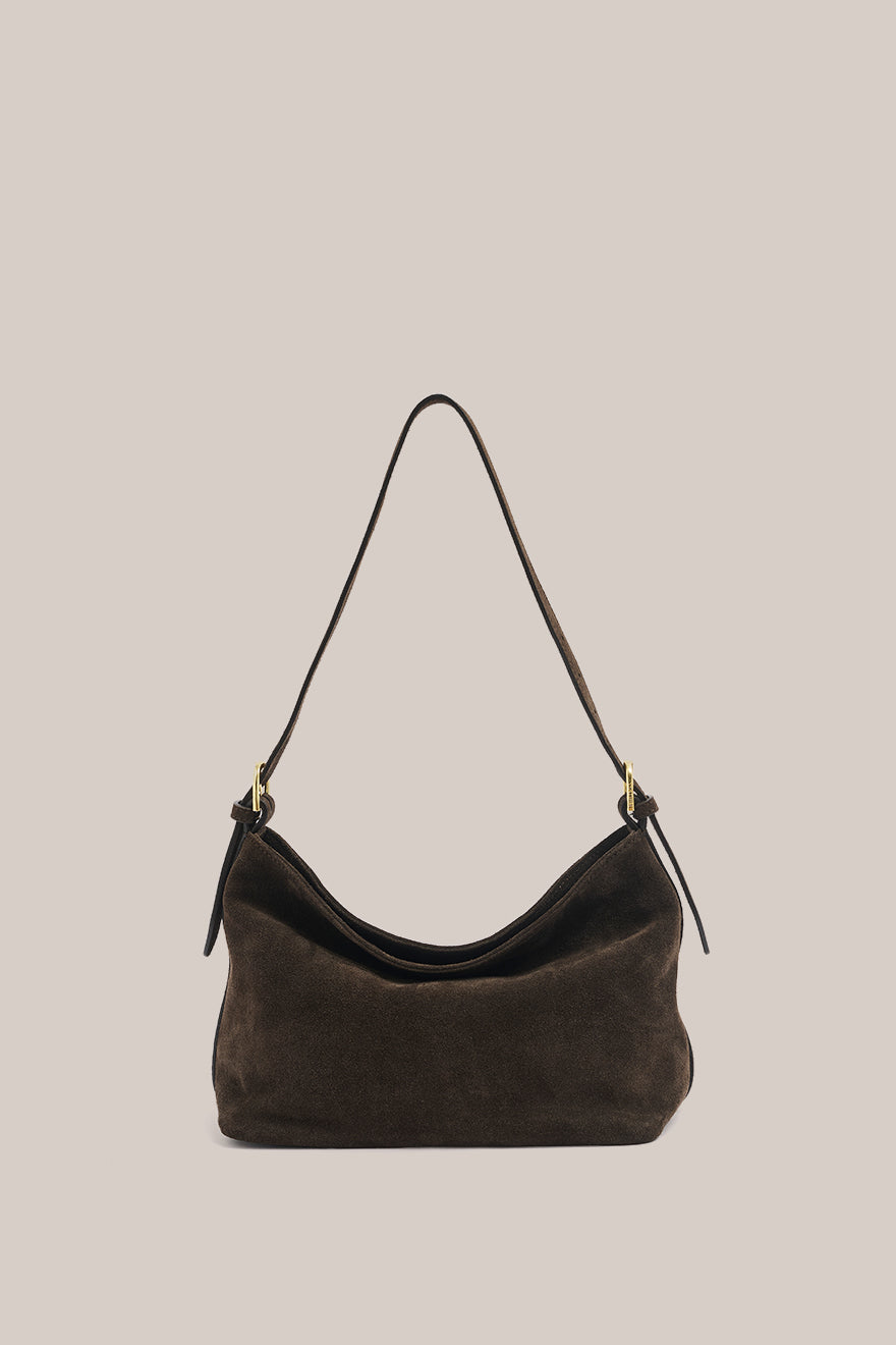 Eden Black Suede Shoulder Bag
