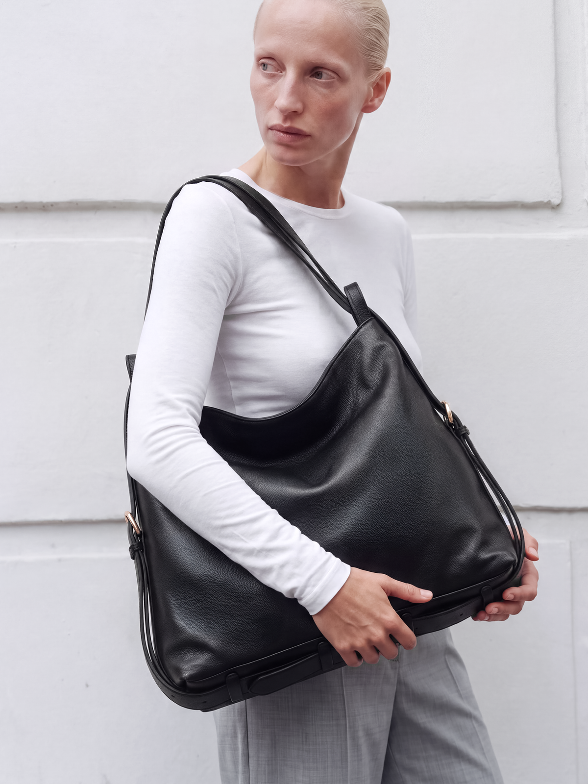 Primo Black Leather Convertible Backpack