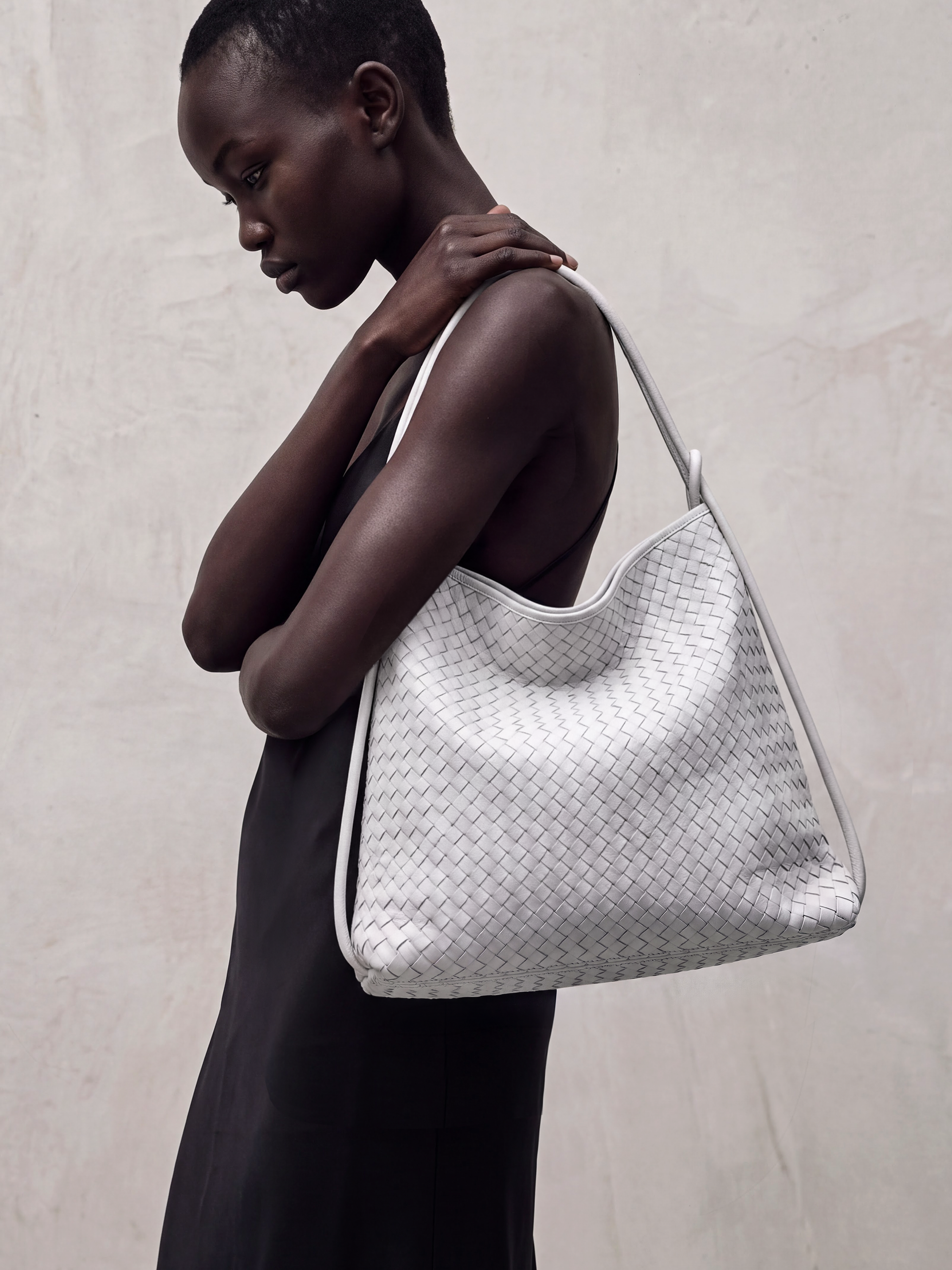 Versa Ivory Premium Woven Convertible Leather Tote