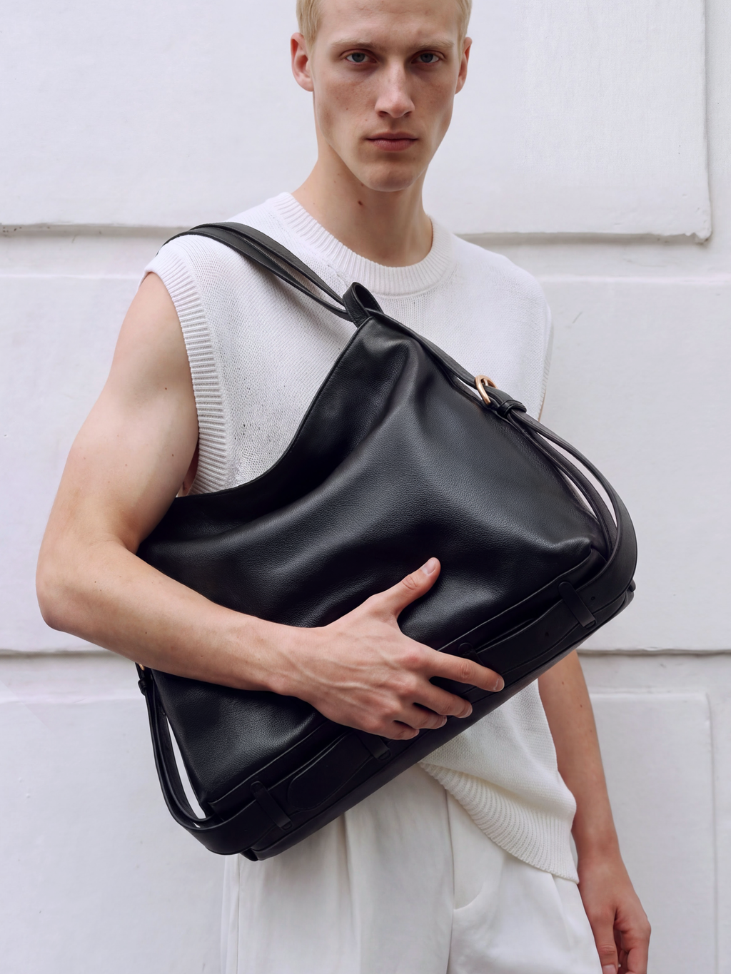 Primo Black Leather Convertible Backpack