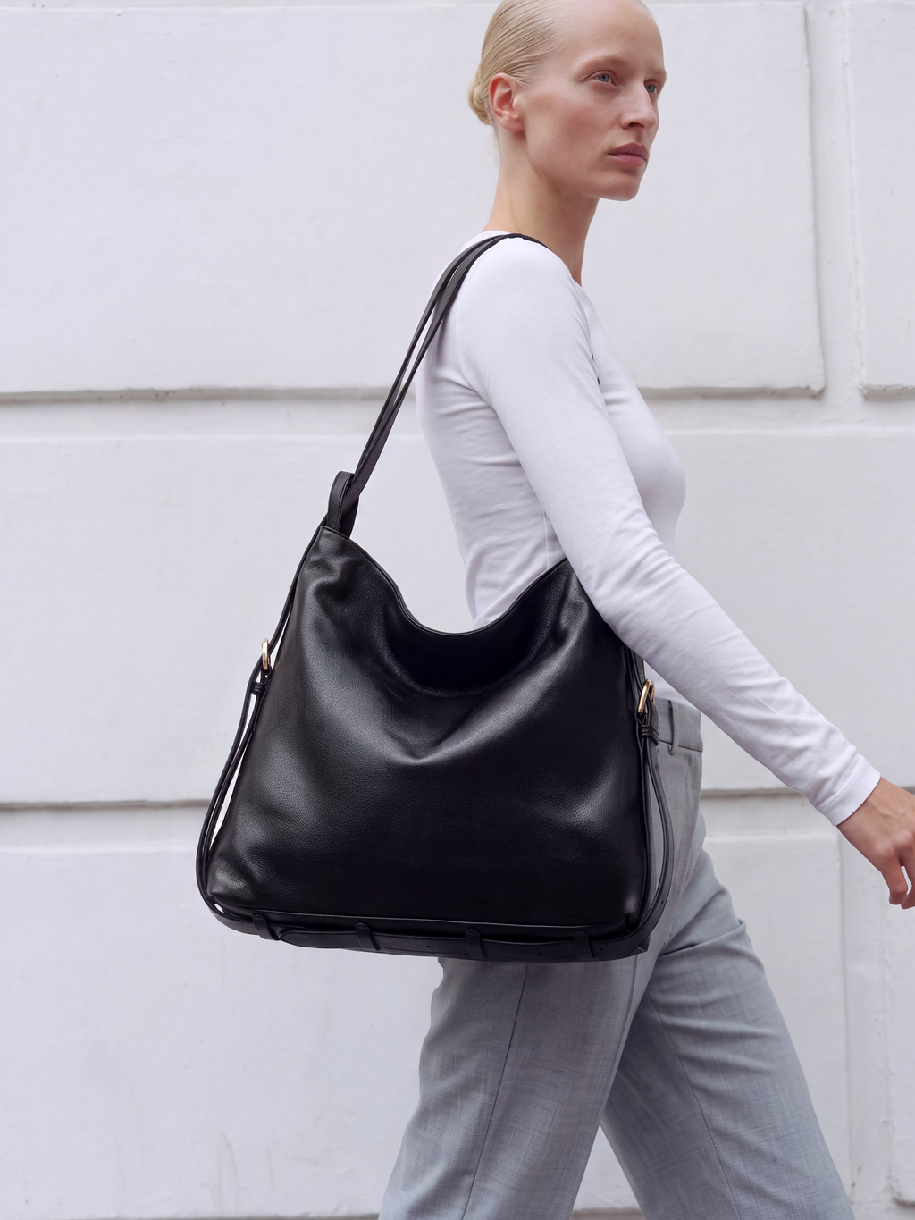 Primo Black Leather Convertible Backpack