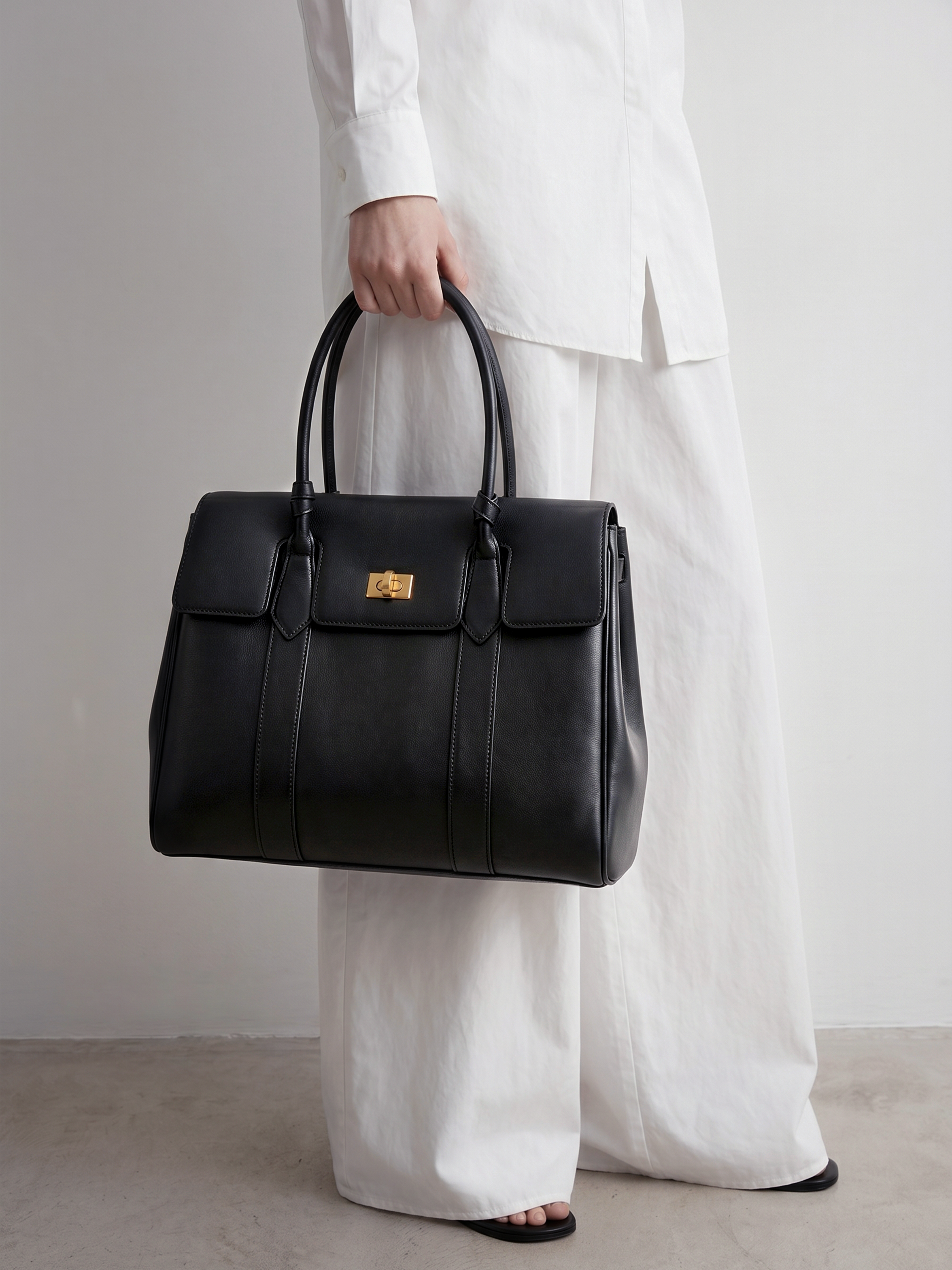 Domus Black Top Handle Bag