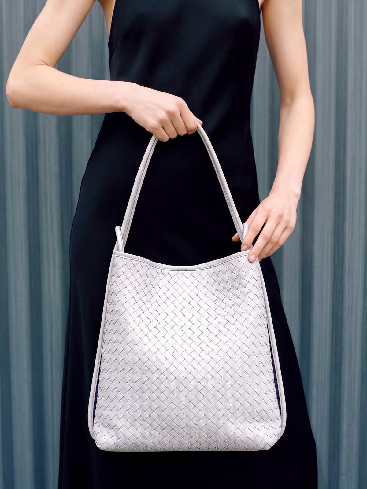 Mini Versa Ivory Woven Convertible Leather Tote