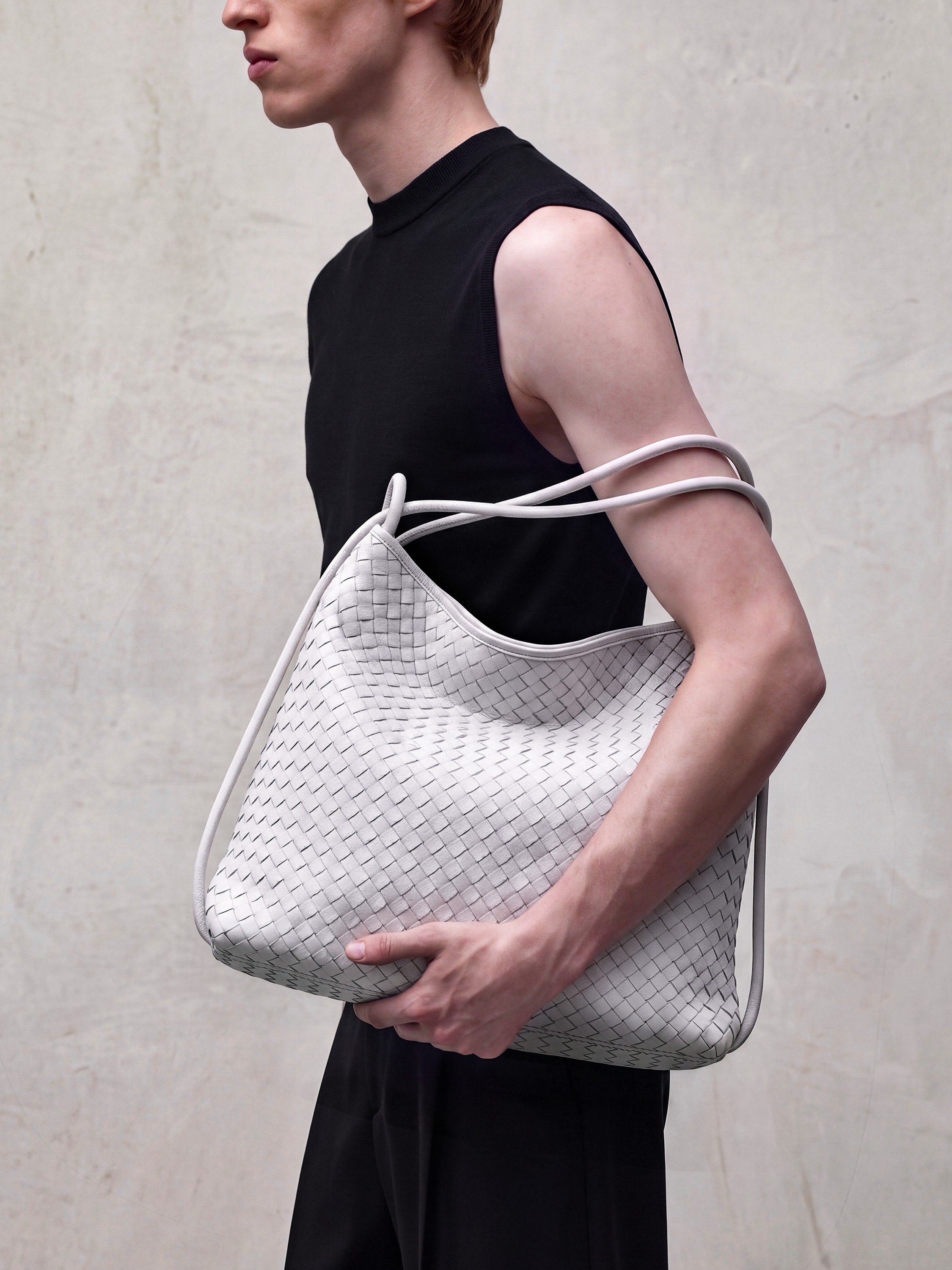Versa Ivory Premium Woven Convertible Leather Tote