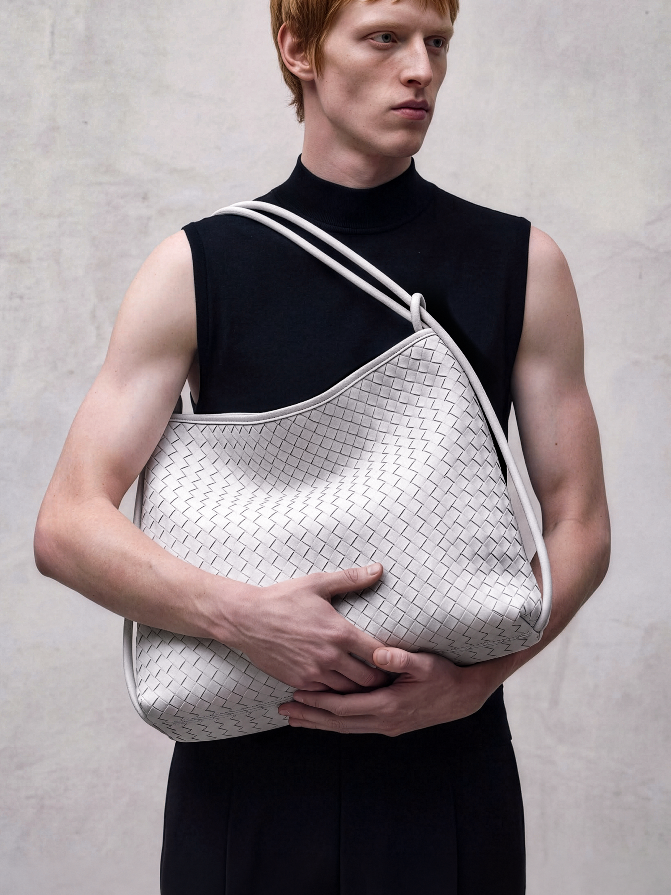 Versa Ivory Premium Woven Convertible Leather Tote