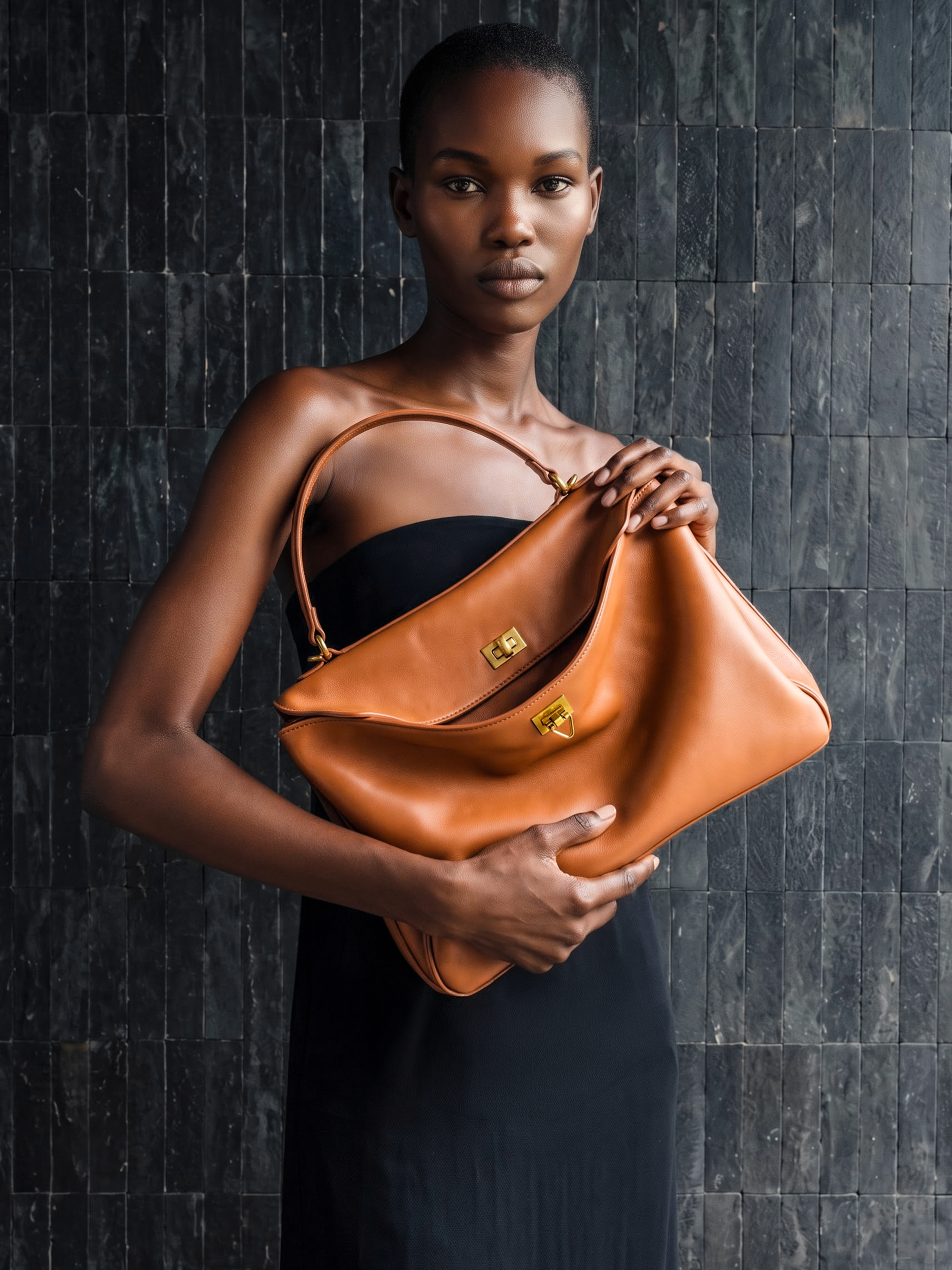 Soluta Brown Leather Top Handle Bag