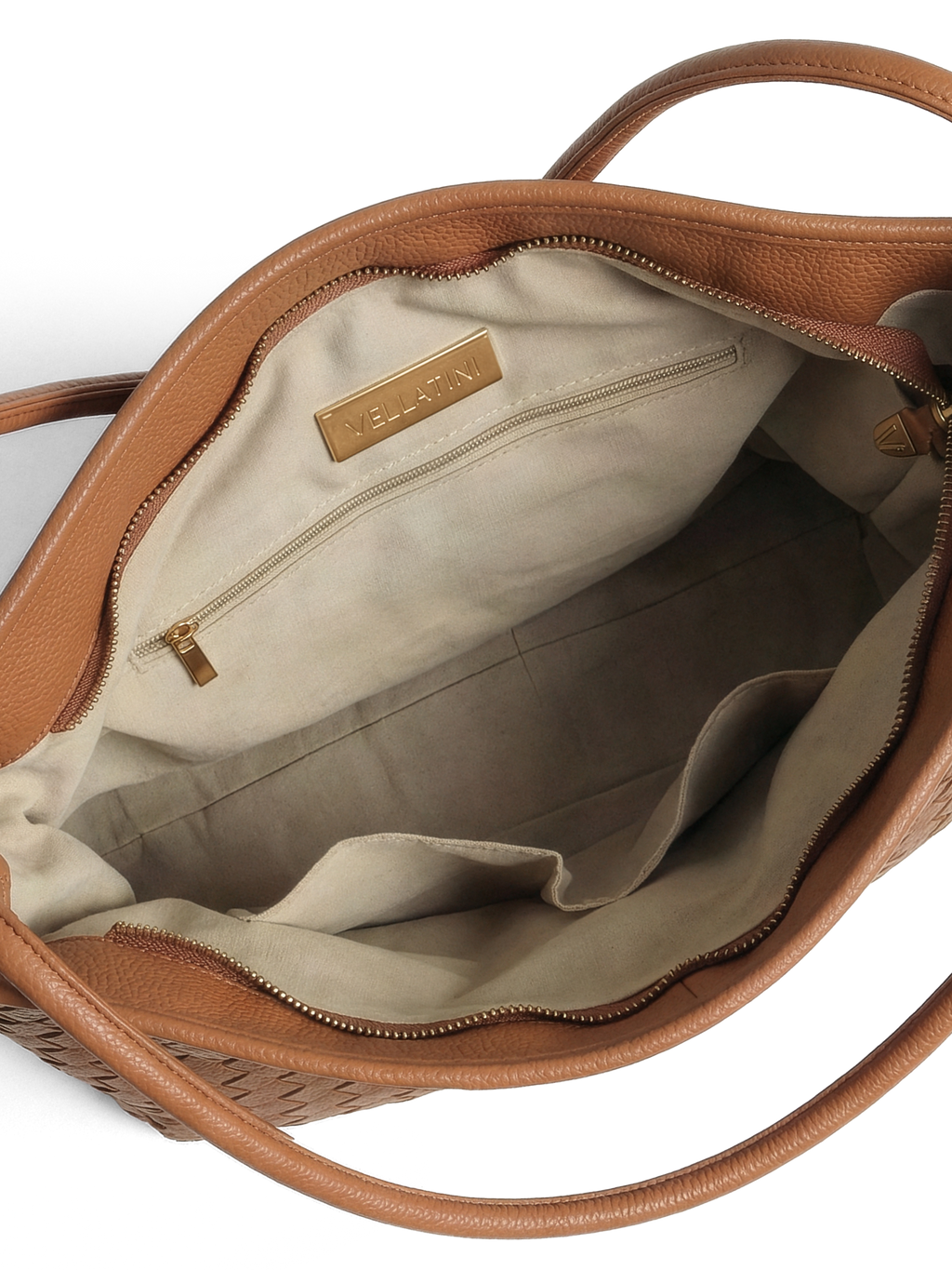 Versa Large Tan Brown Woven Convertible Leather Tote