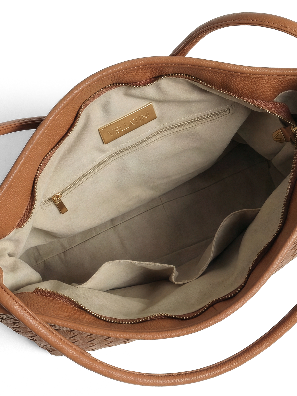 Versa Large Tan Brown Woven Convertible Leather Tote