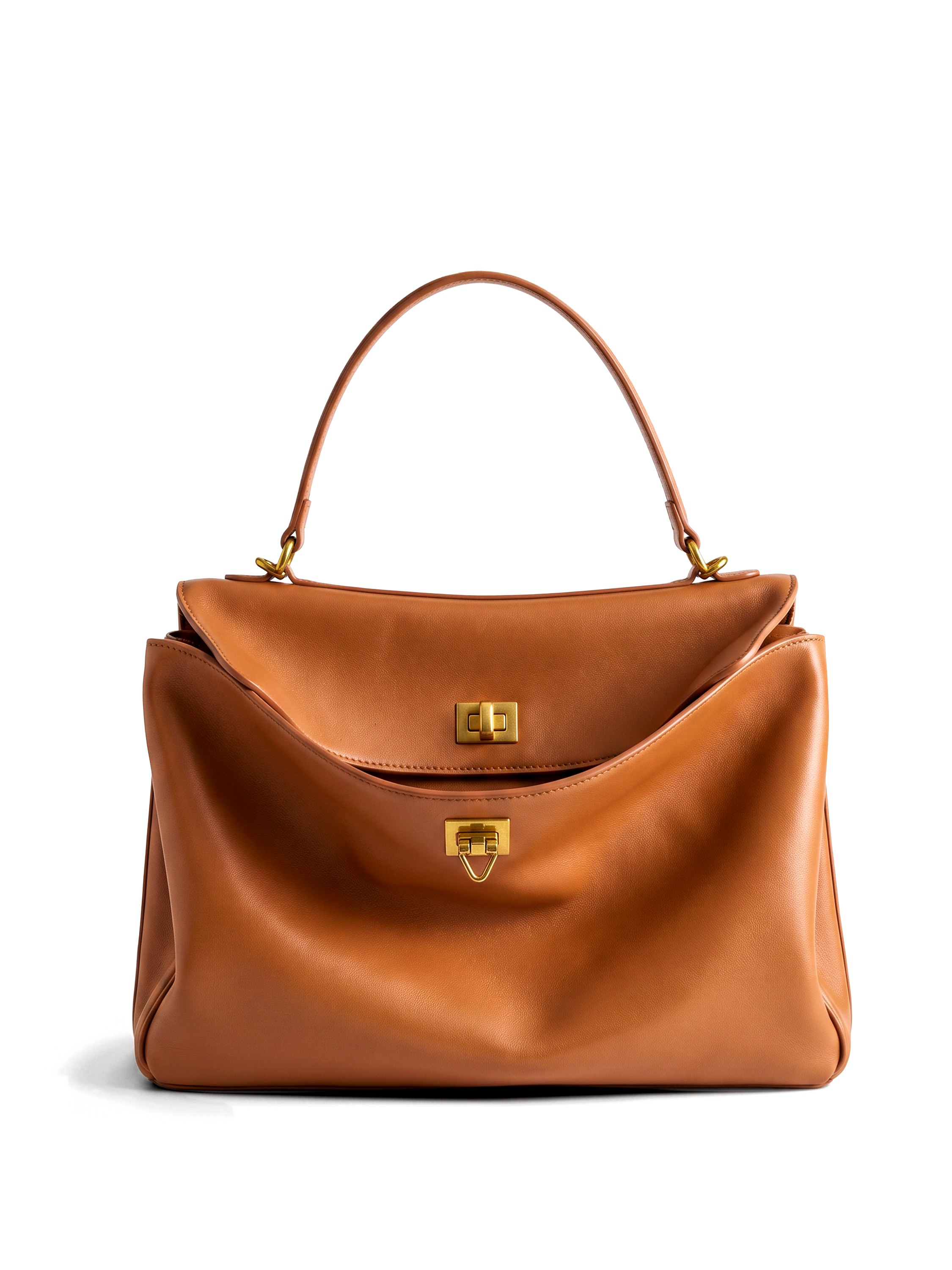 Soluta Brown Leather Top Handle Bag