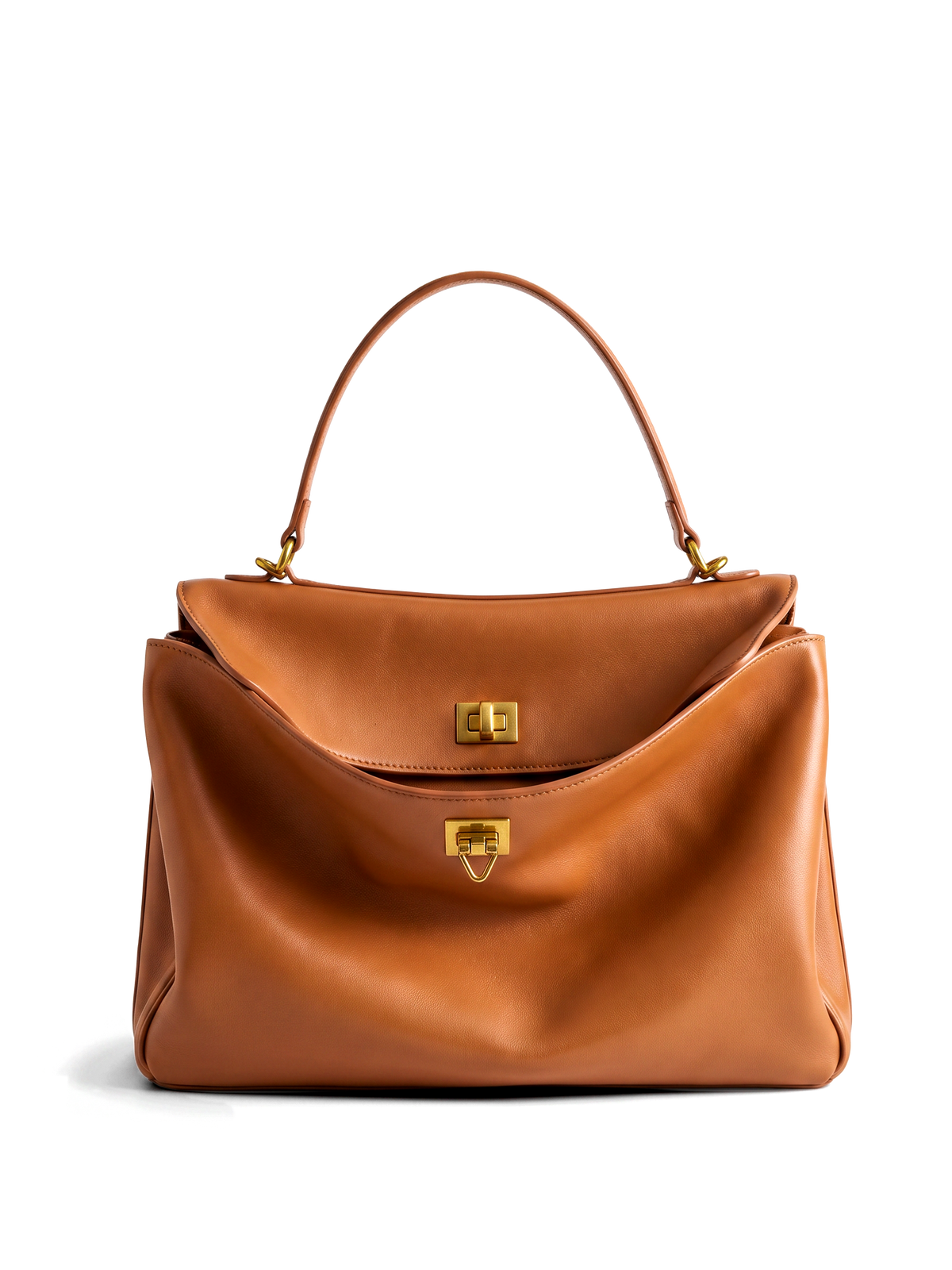Soluta Brown Leather Top Handle Bag