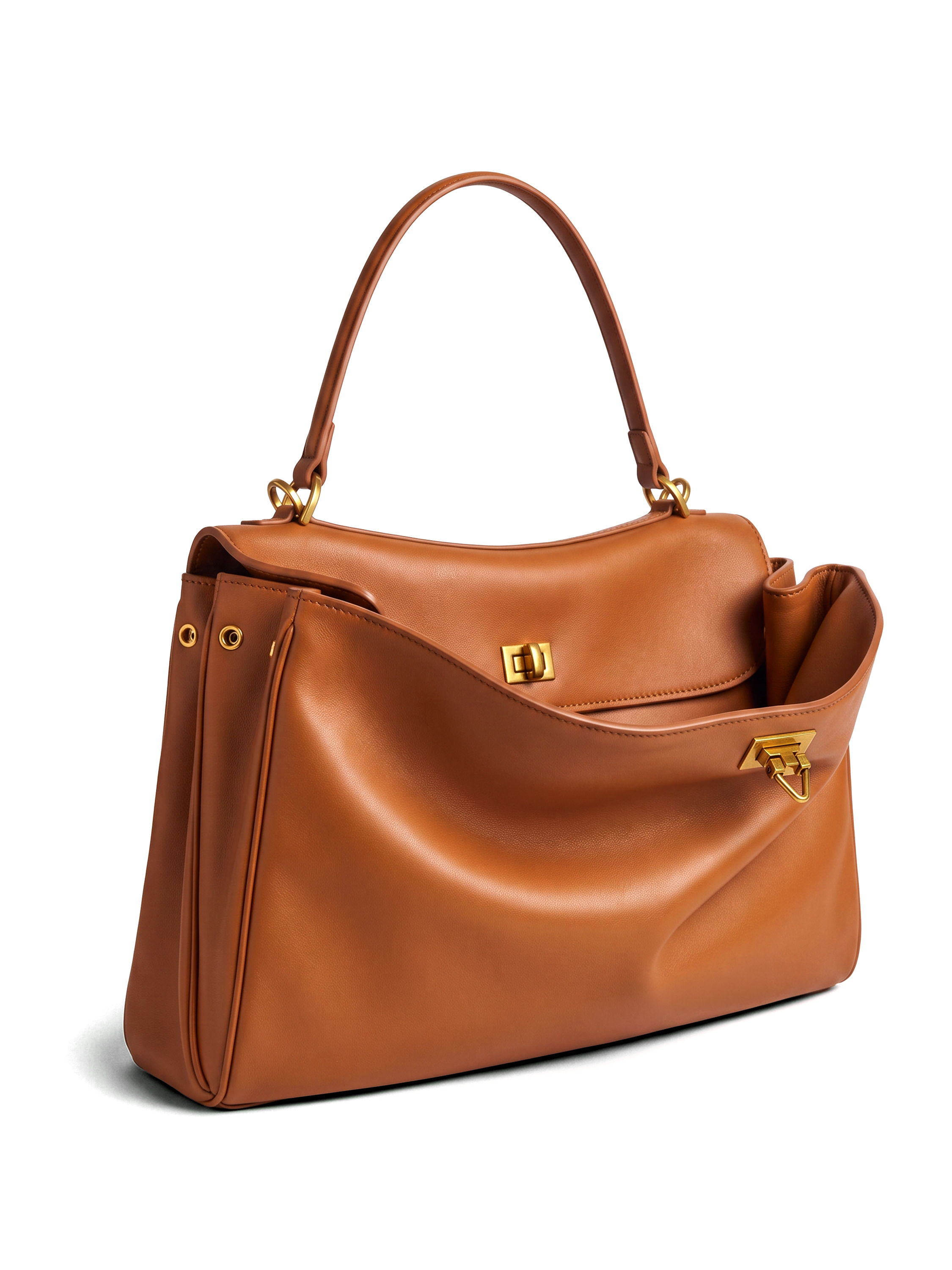 Soluta Brown Leather Top Handle Bag