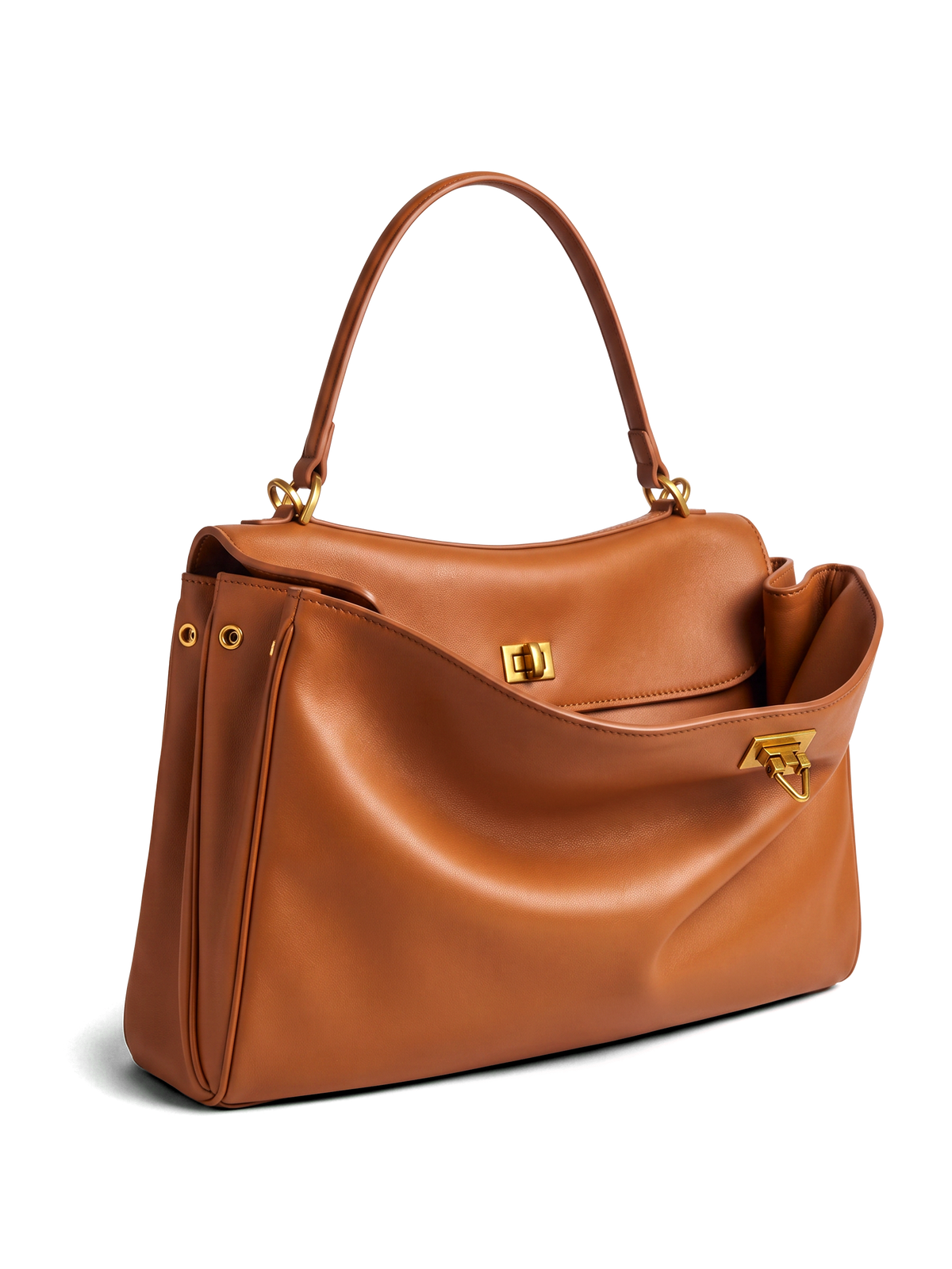 Soluta Brown Leather Top Handle Bag