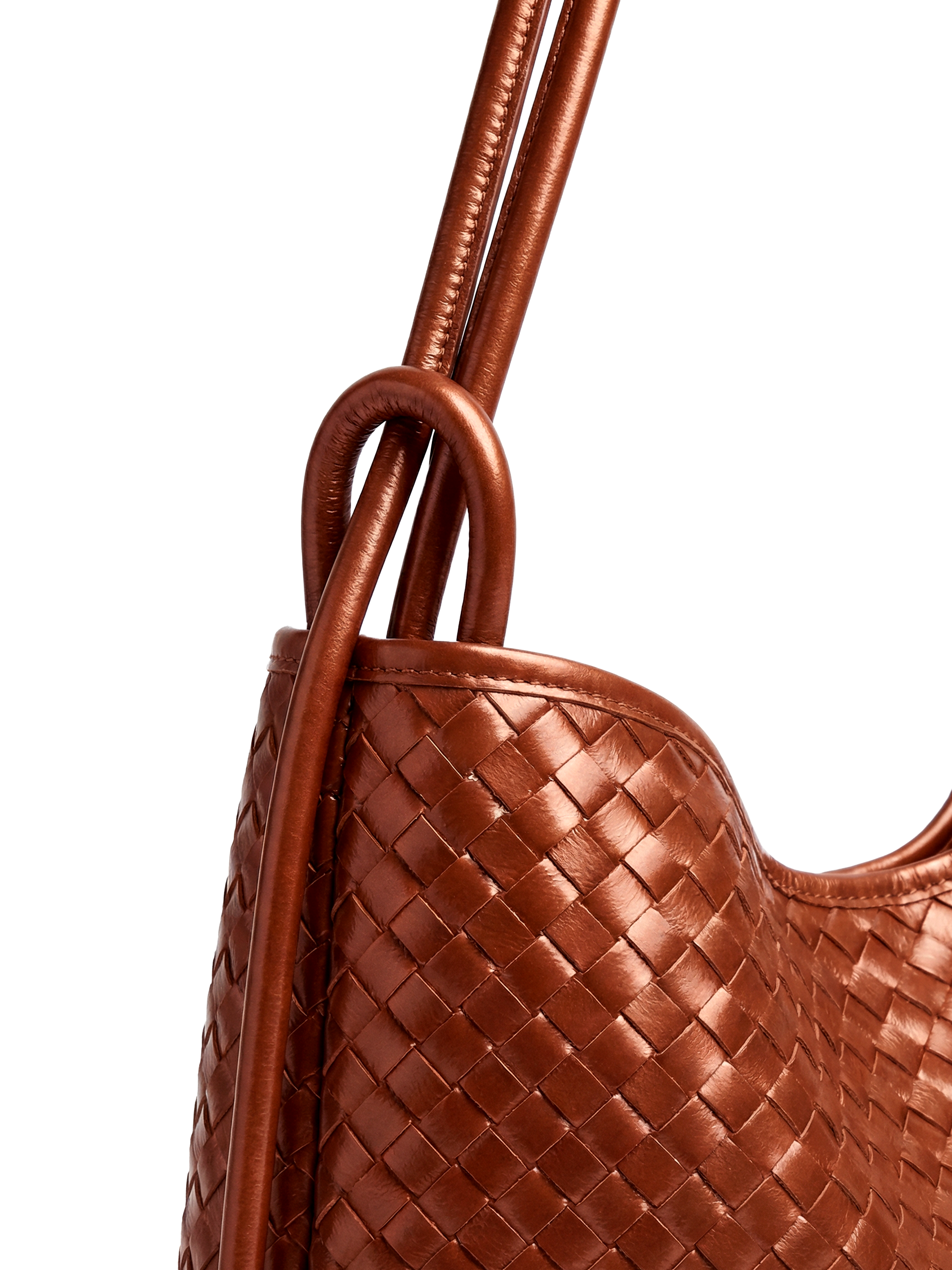 Mini Versa Caramel Woven Convertible Leather Tote