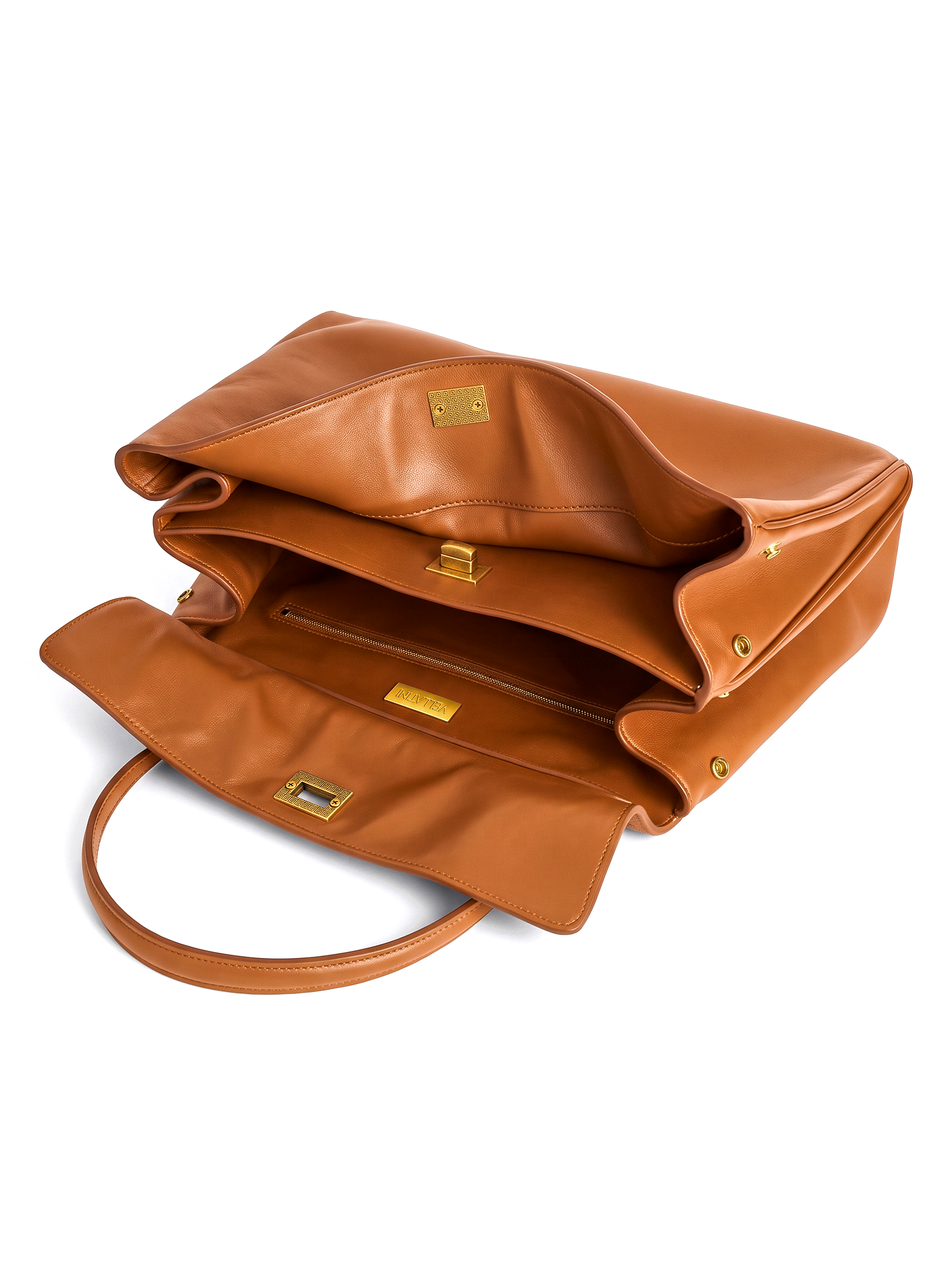 Soluta Brown Leather Top Handle Bag