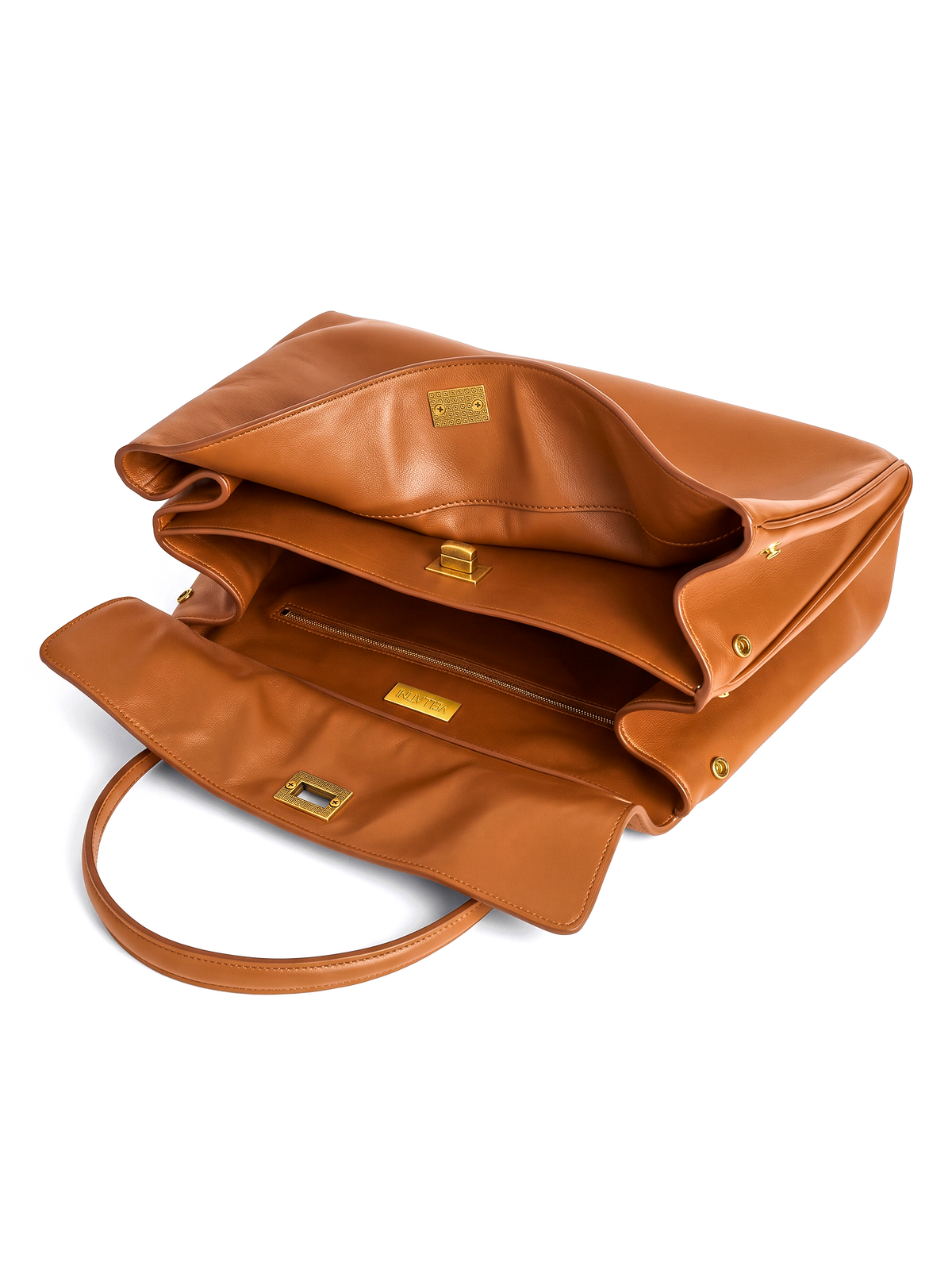 Soluta Brown Leather Top Handle Bag