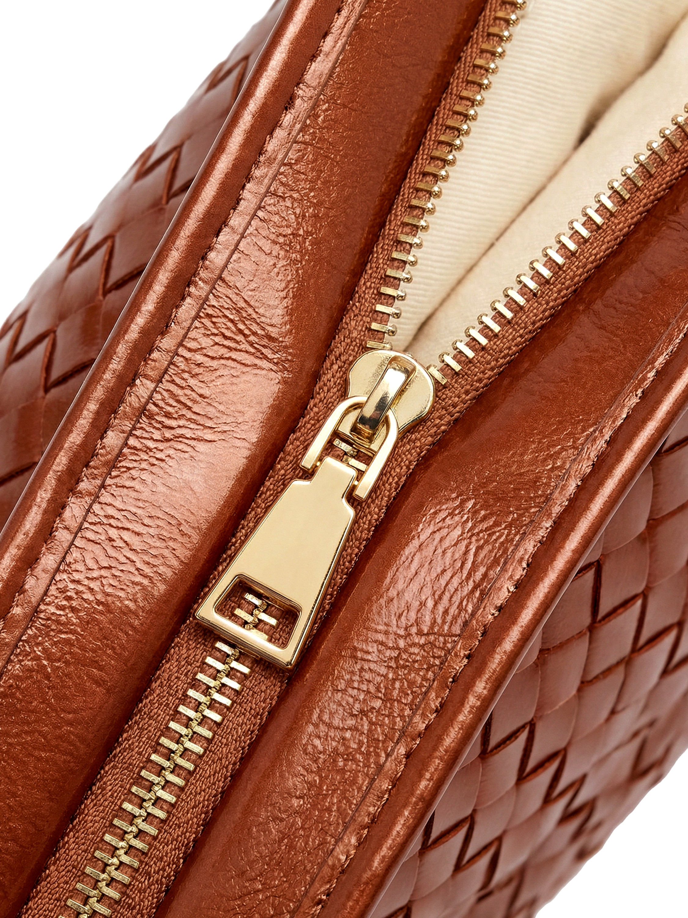 Mini Versa Caramel Woven Convertible Leather Tote