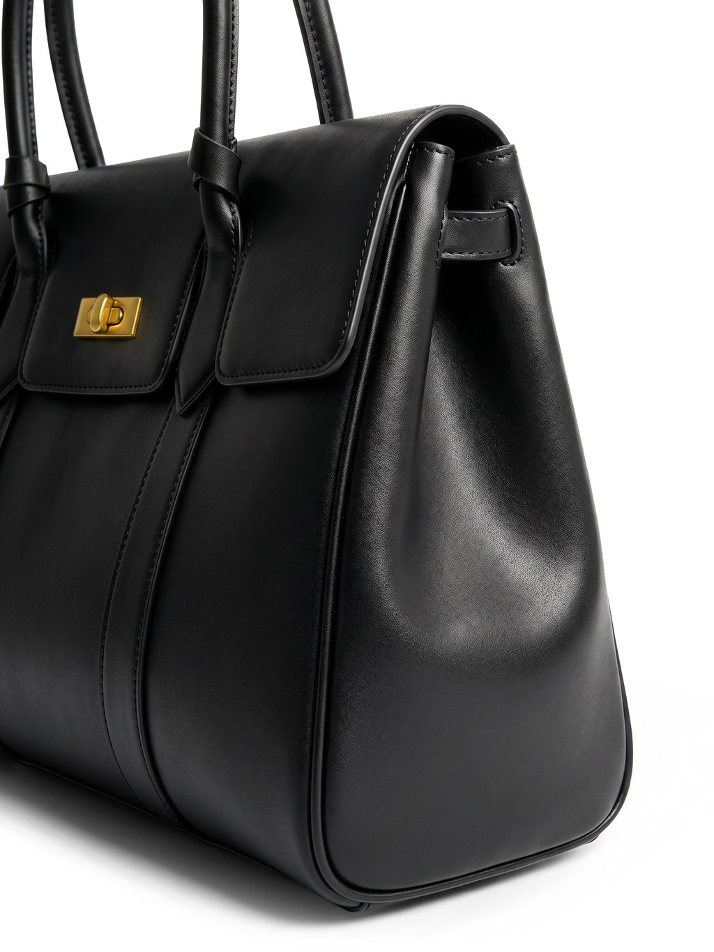 Domus Black Leather Top Handle Bag