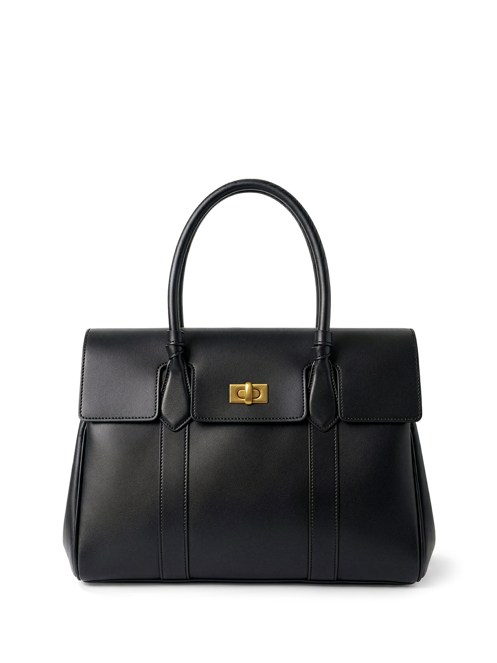 Domus Black Leather Top Handle Bag