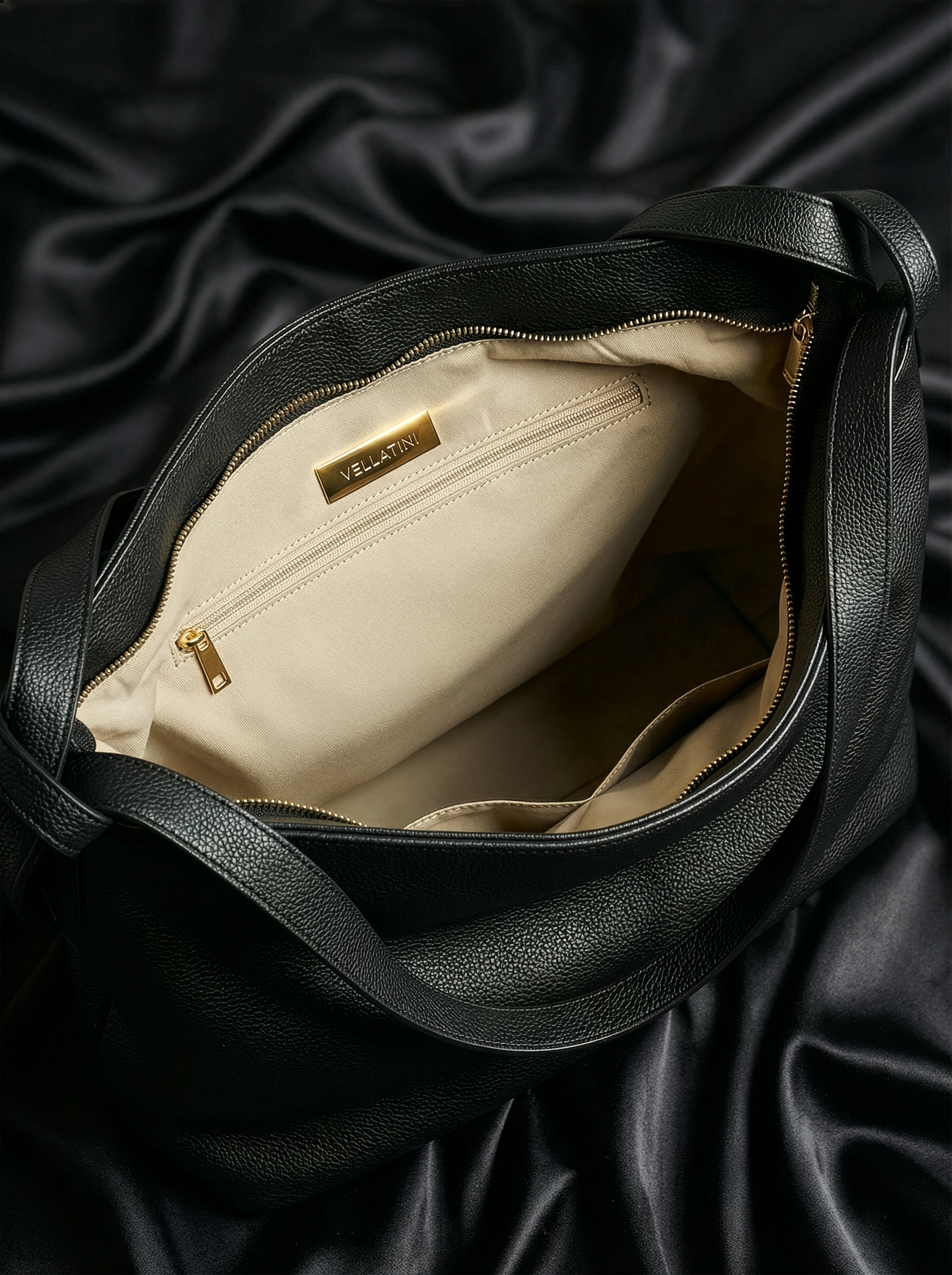 Versa Large Black Convertible Leather Tote