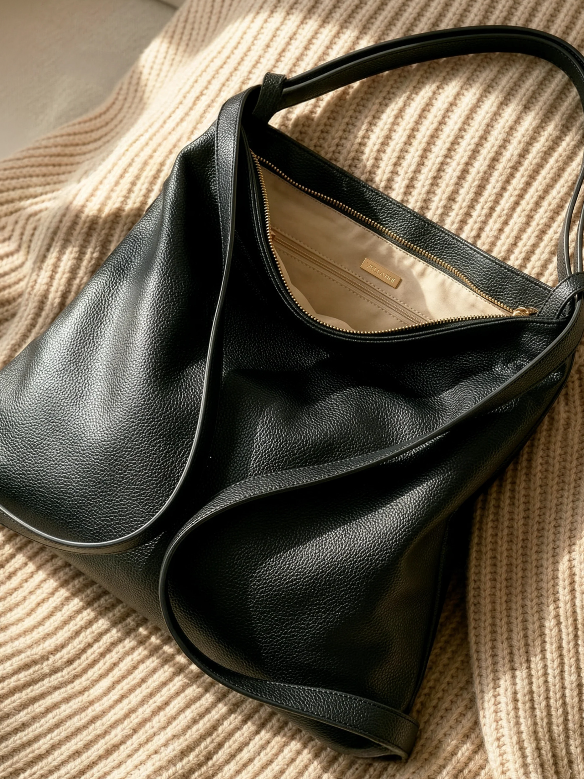 Versa Black Convertible Leather Tote