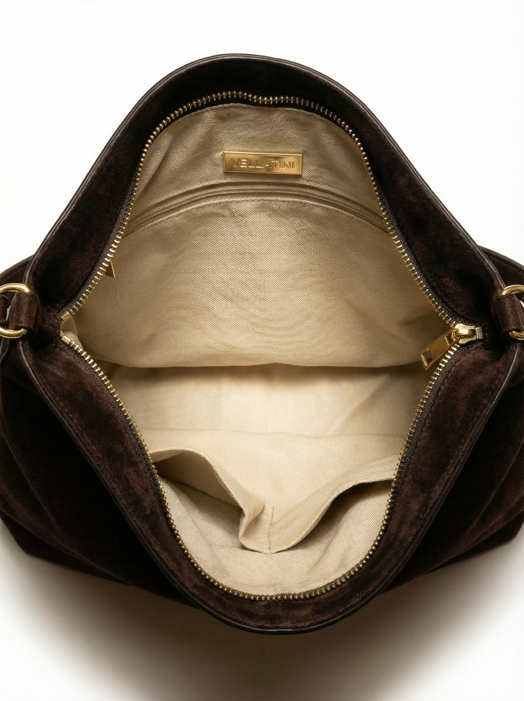 Veluna Dark Chocolate Suede Hobo Bag