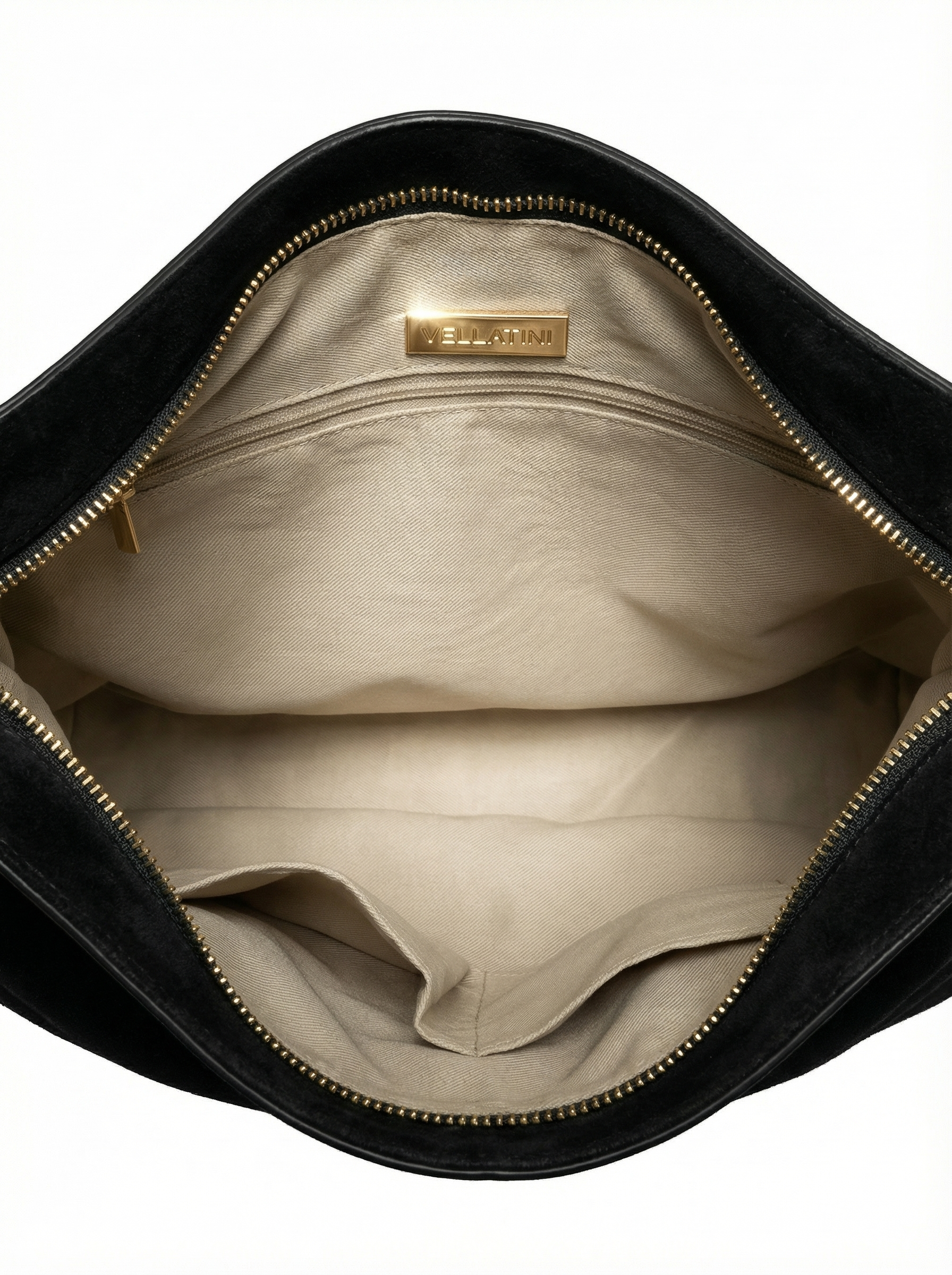 Veluna Black Suede Hobo Bag