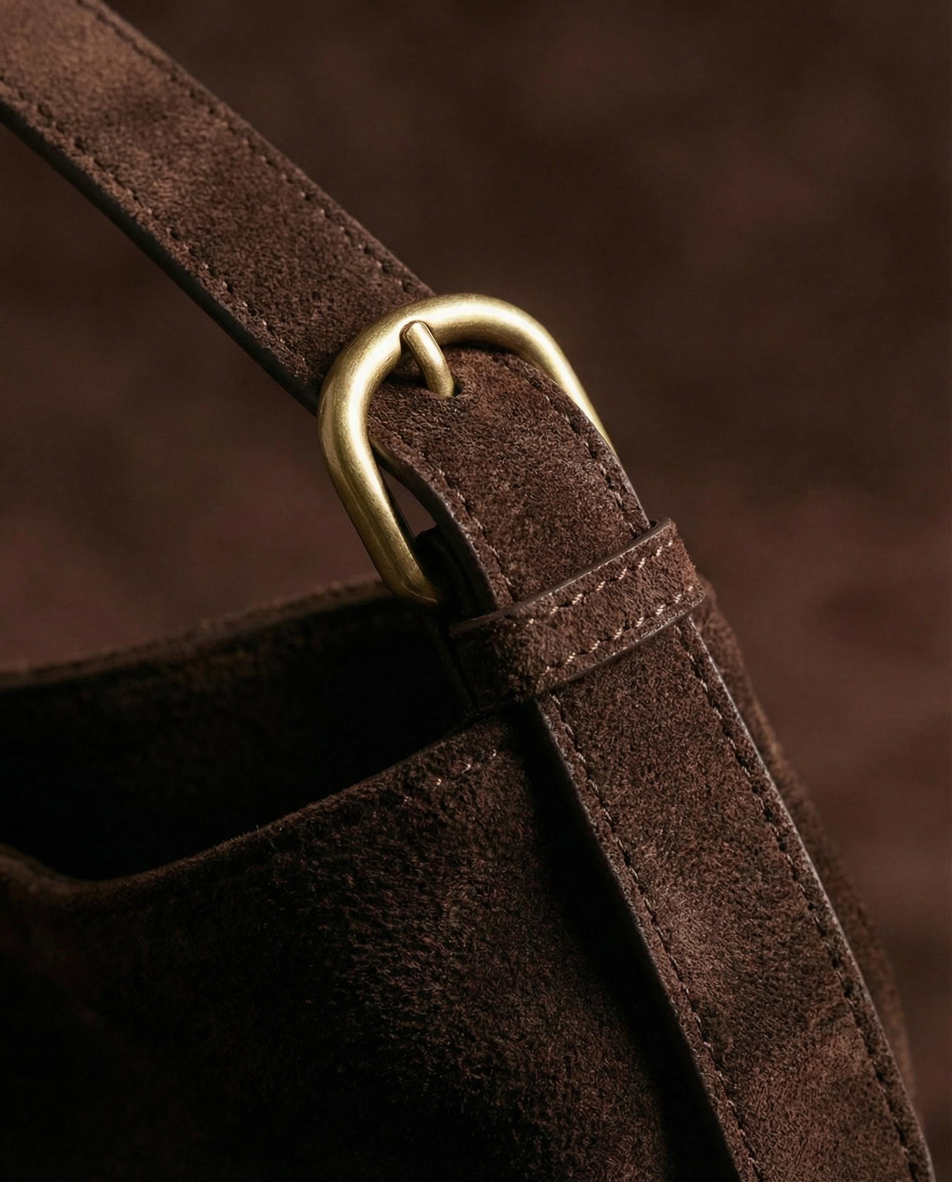 Veluna Dark Chocolate Suede Hobo Bag