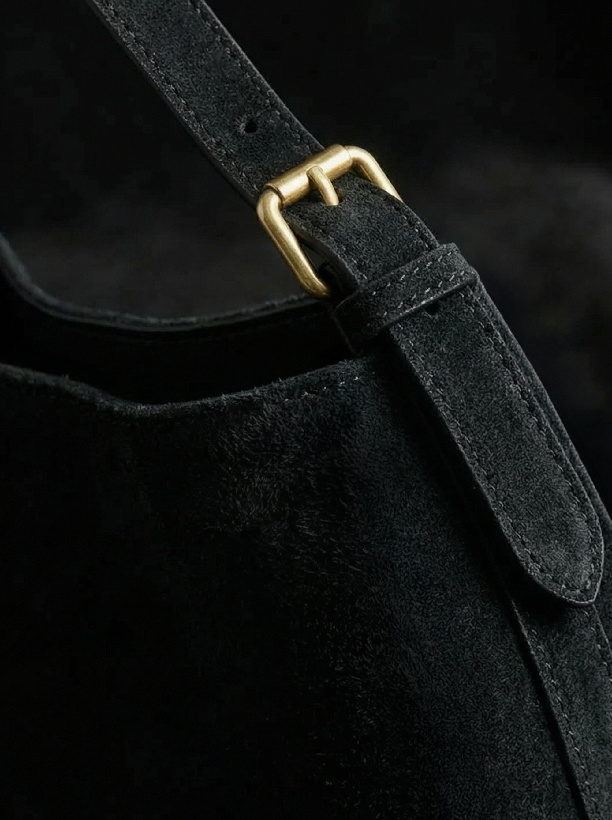 Alessa Black Suede Shoulder Bag