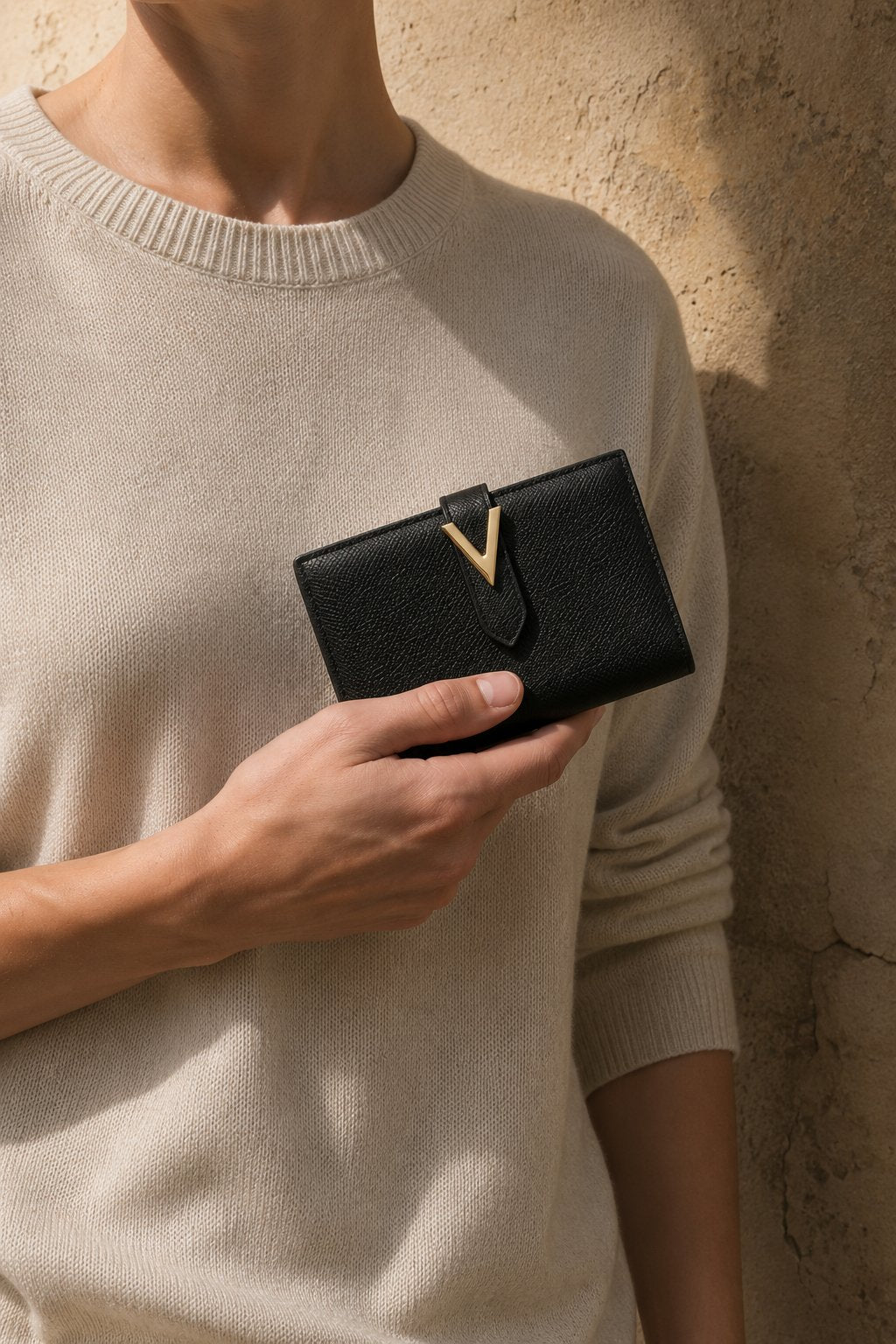 The Compact wallet, held